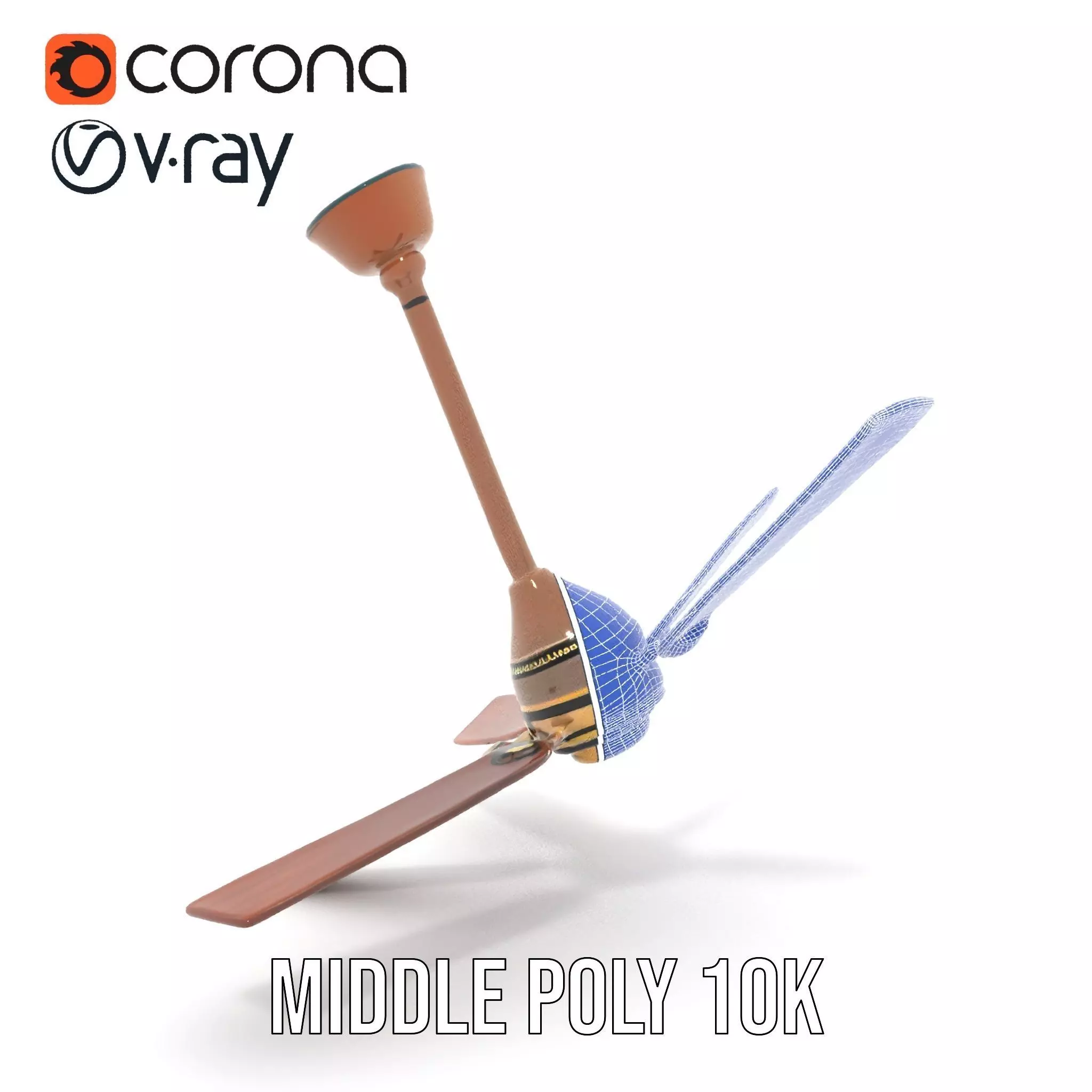 Vintage Wooden Ceiling Fan model pack Low-poly 3D model_29