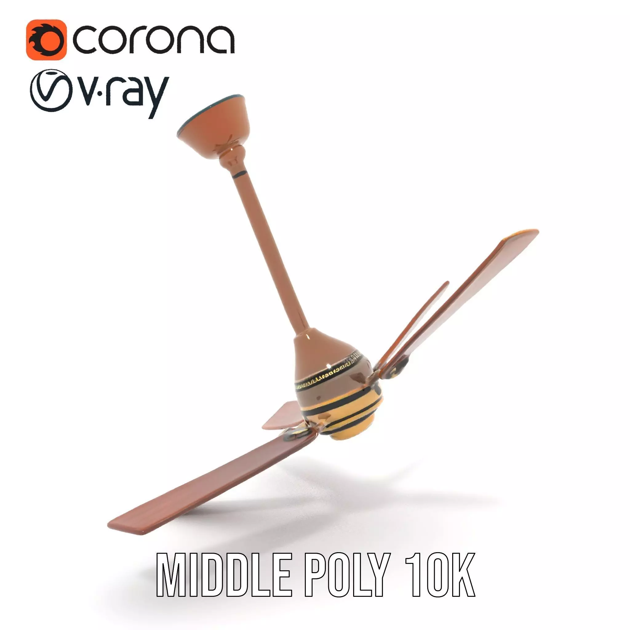 Vintage Wooden Ceiling Fan model pack Low-poly 3D model_19
