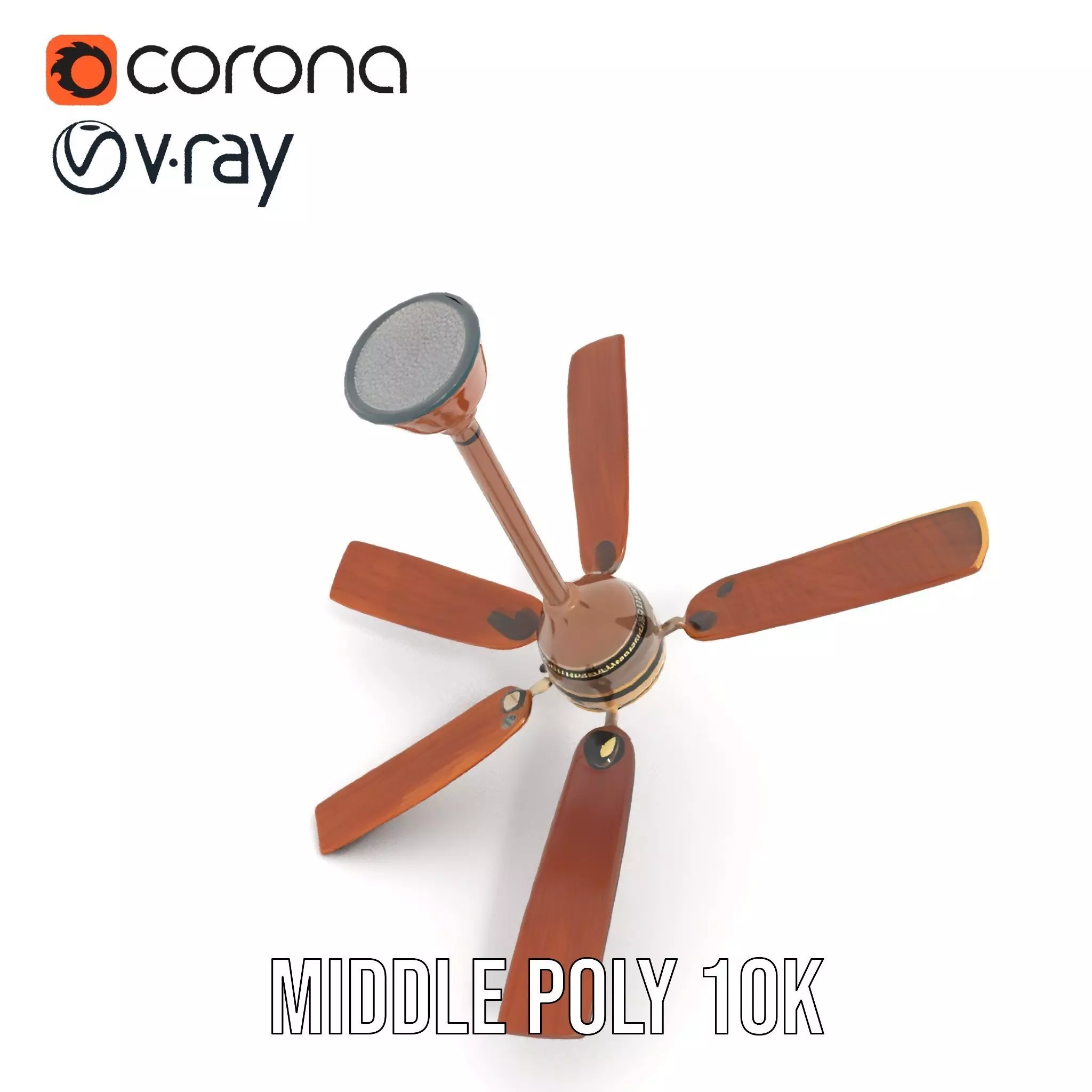 Vintage Wooden Ceiling Fan model pack Low-poly 3D model_6