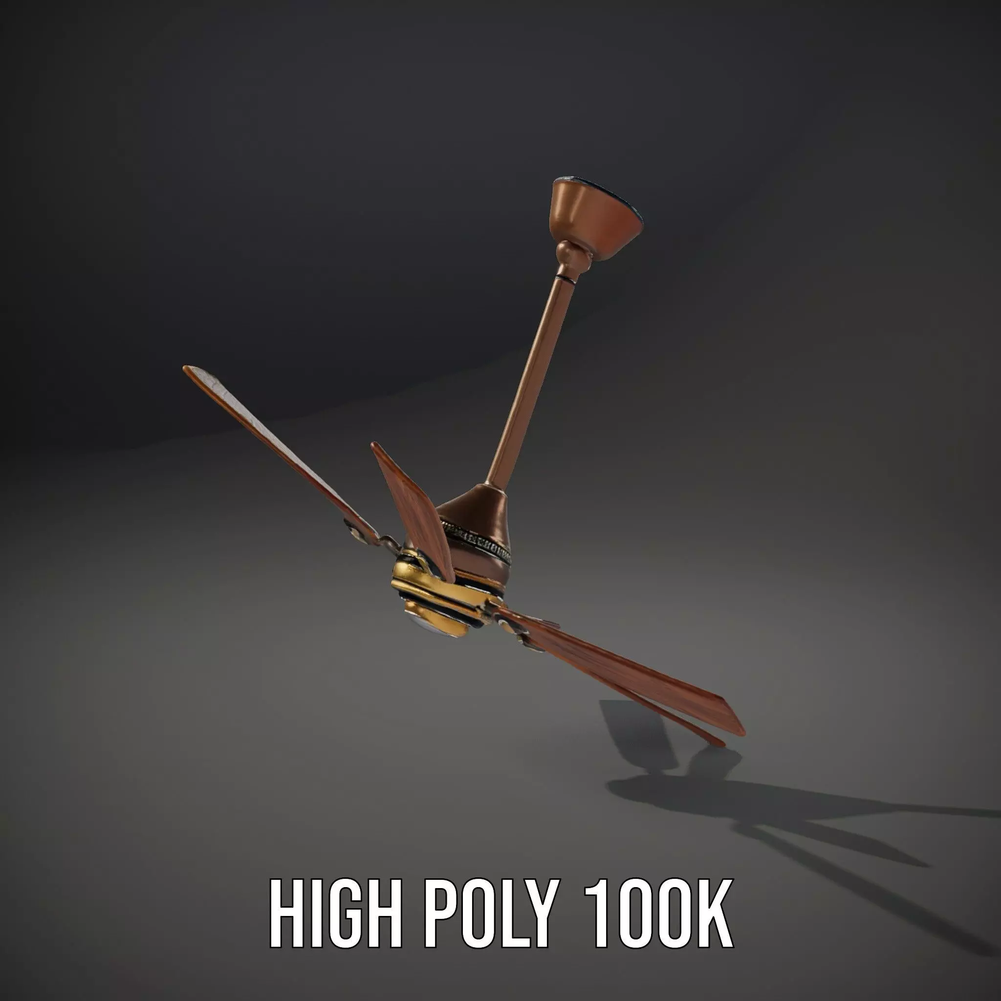 Vintage Wooden Ceiling Fan model pack Low-poly 3D model_10