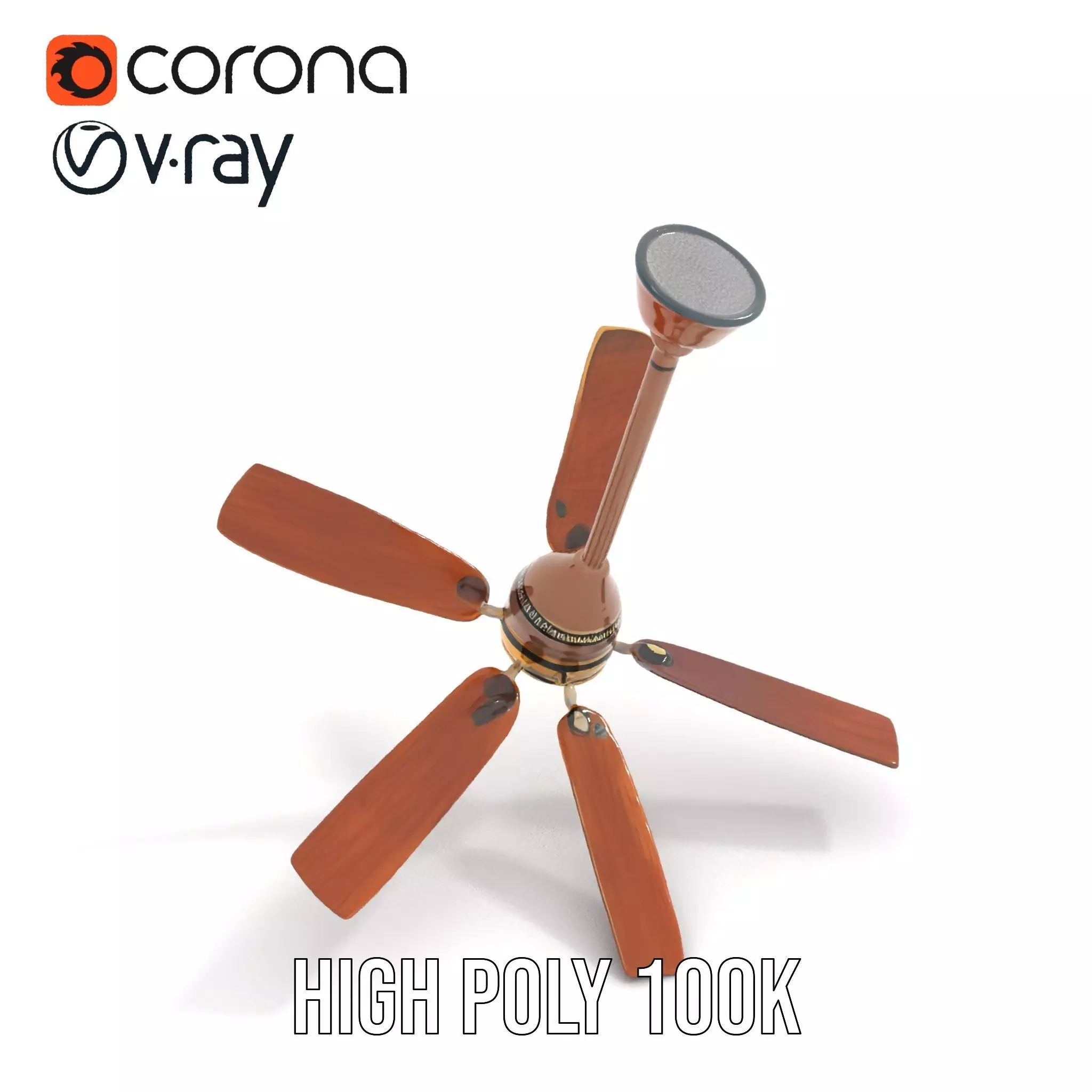 Vintage Wooden Ceiling Fan model pack Low-poly 3D model_23
