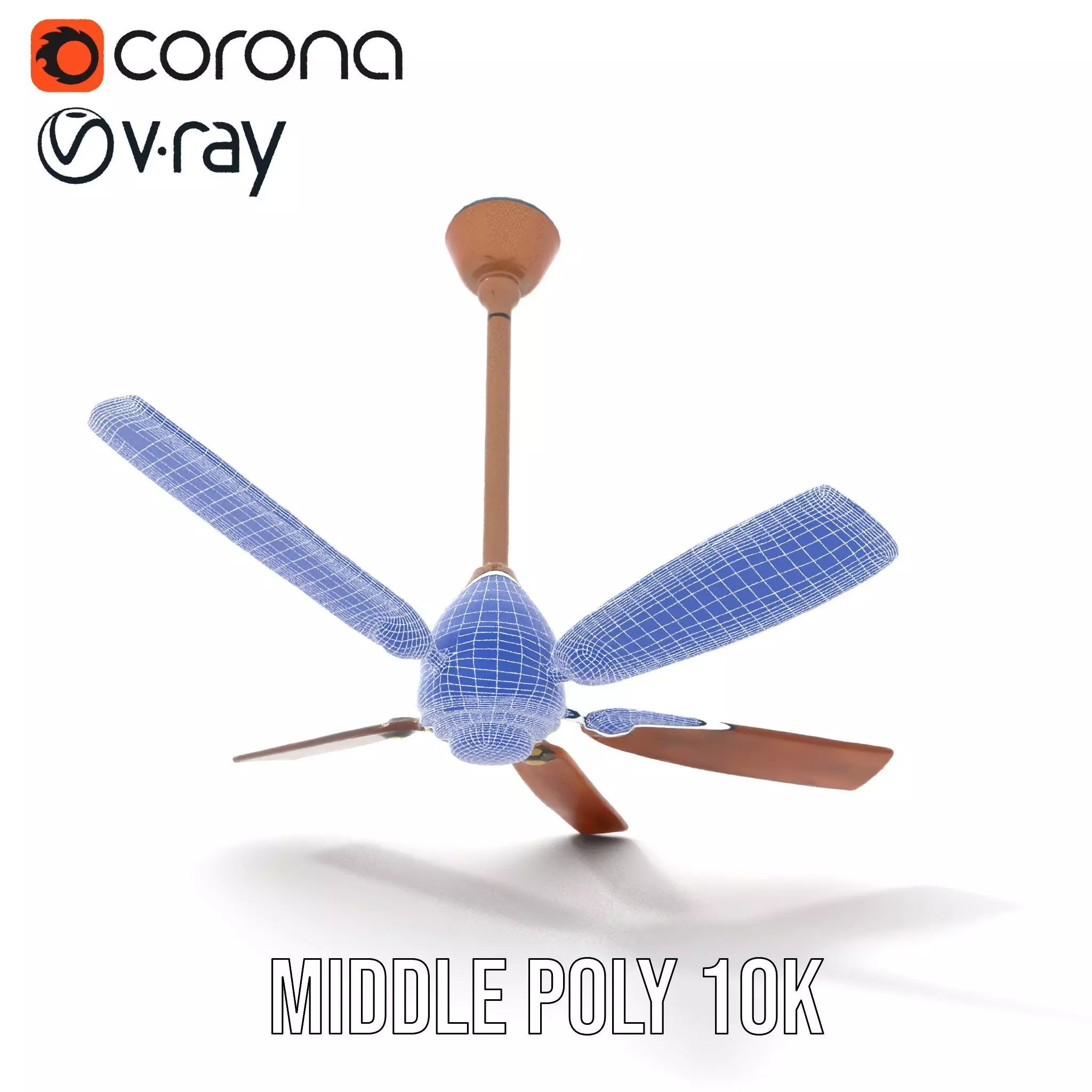 Vintage Wooden Ceiling Fan model pack Low-poly 3D model_16