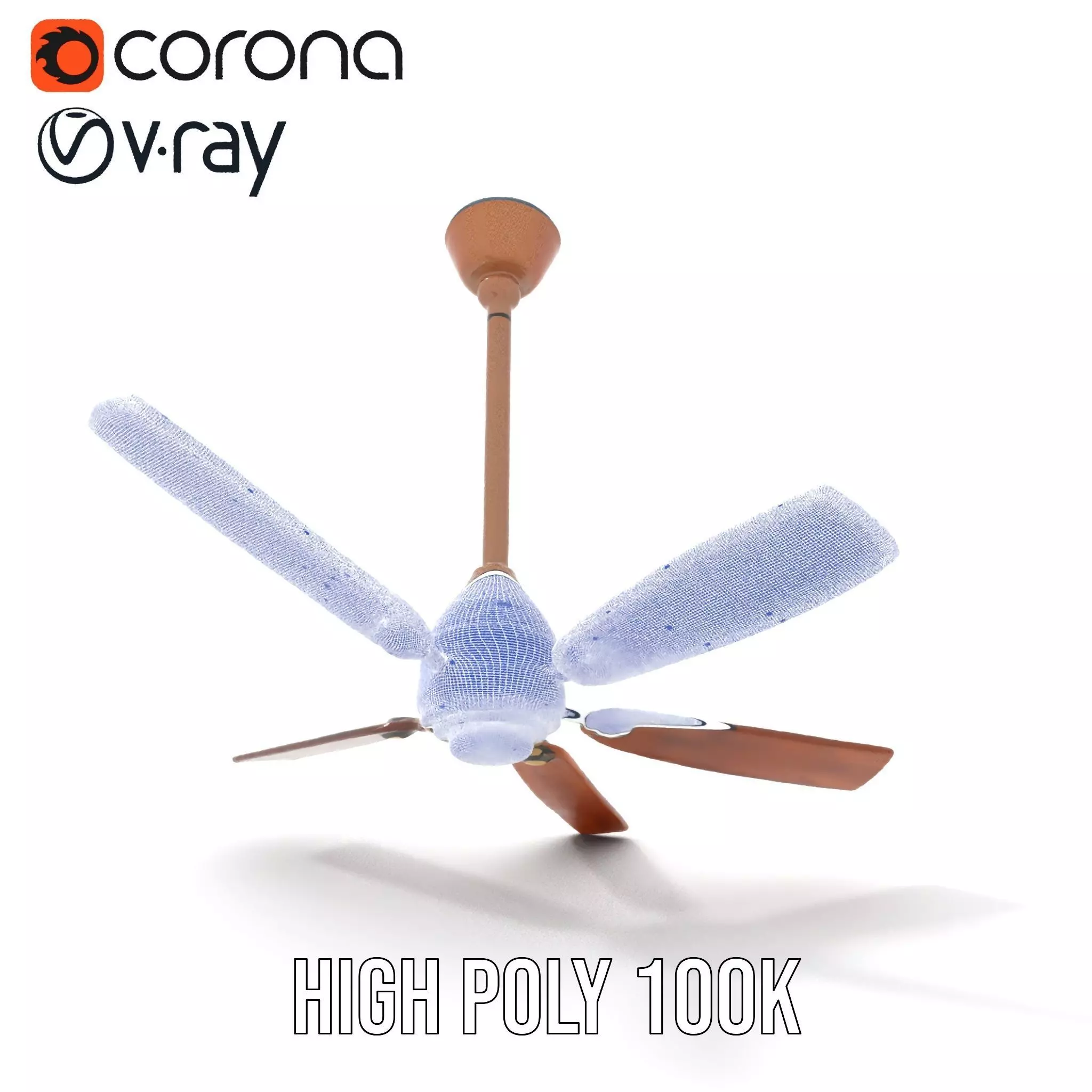 Vintage Wooden Ceiling Fan model pack Low-poly 3D model_33