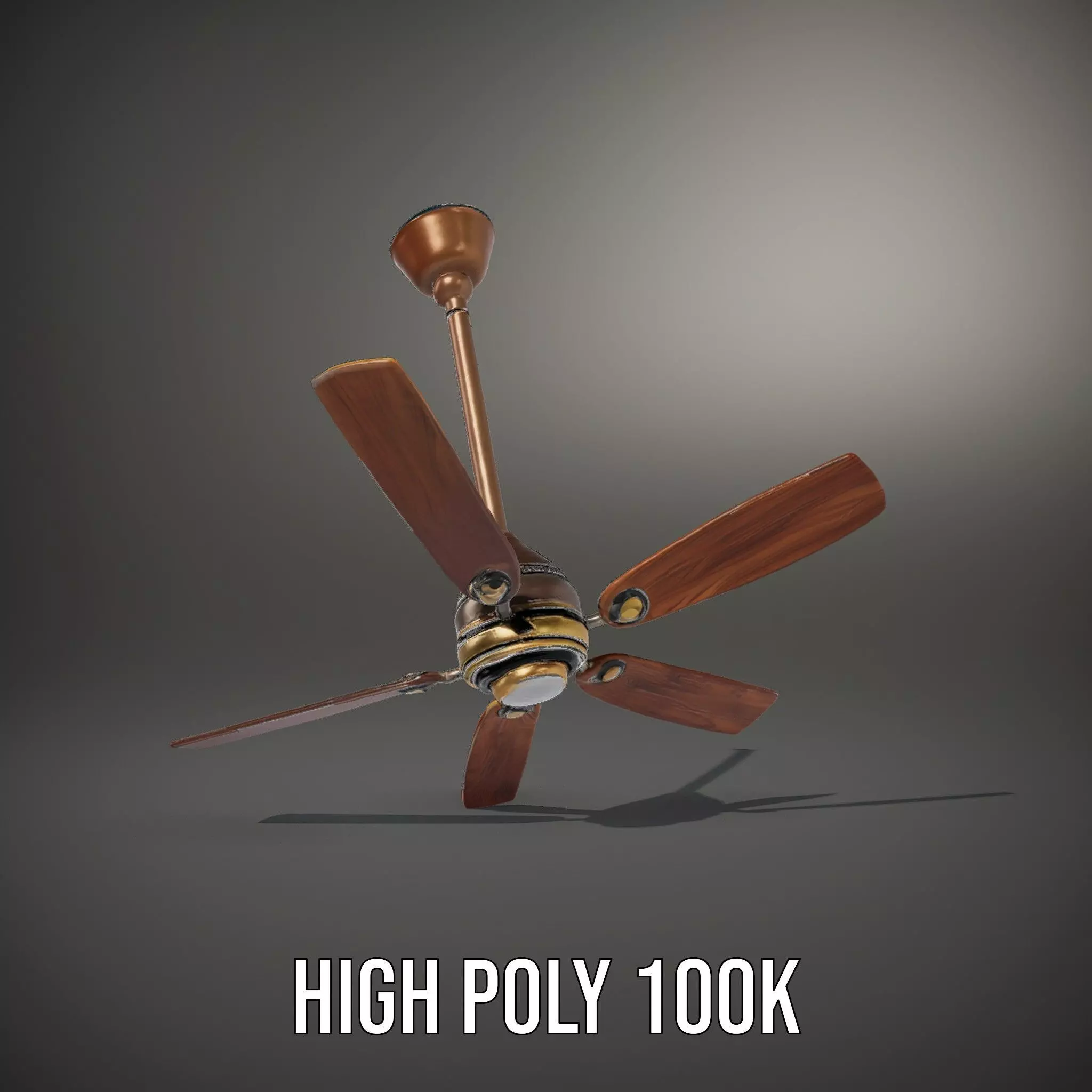 Vintage Wooden Ceiling Fan model pack Low-poly 3D model_8