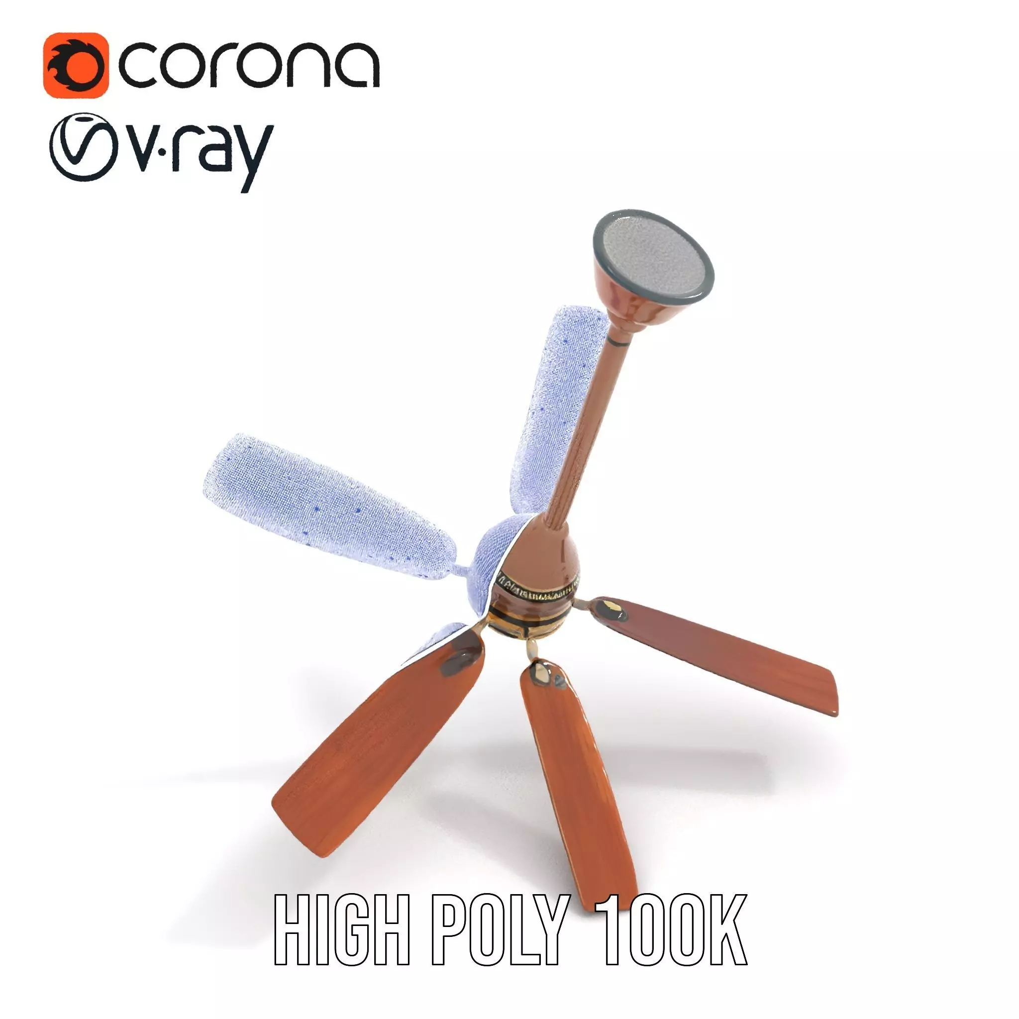 Vintage Wooden Ceiling Fan model pack Low-poly 3D model_34