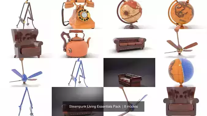 Steampunk Living Essentials Pack  3D Model Collection