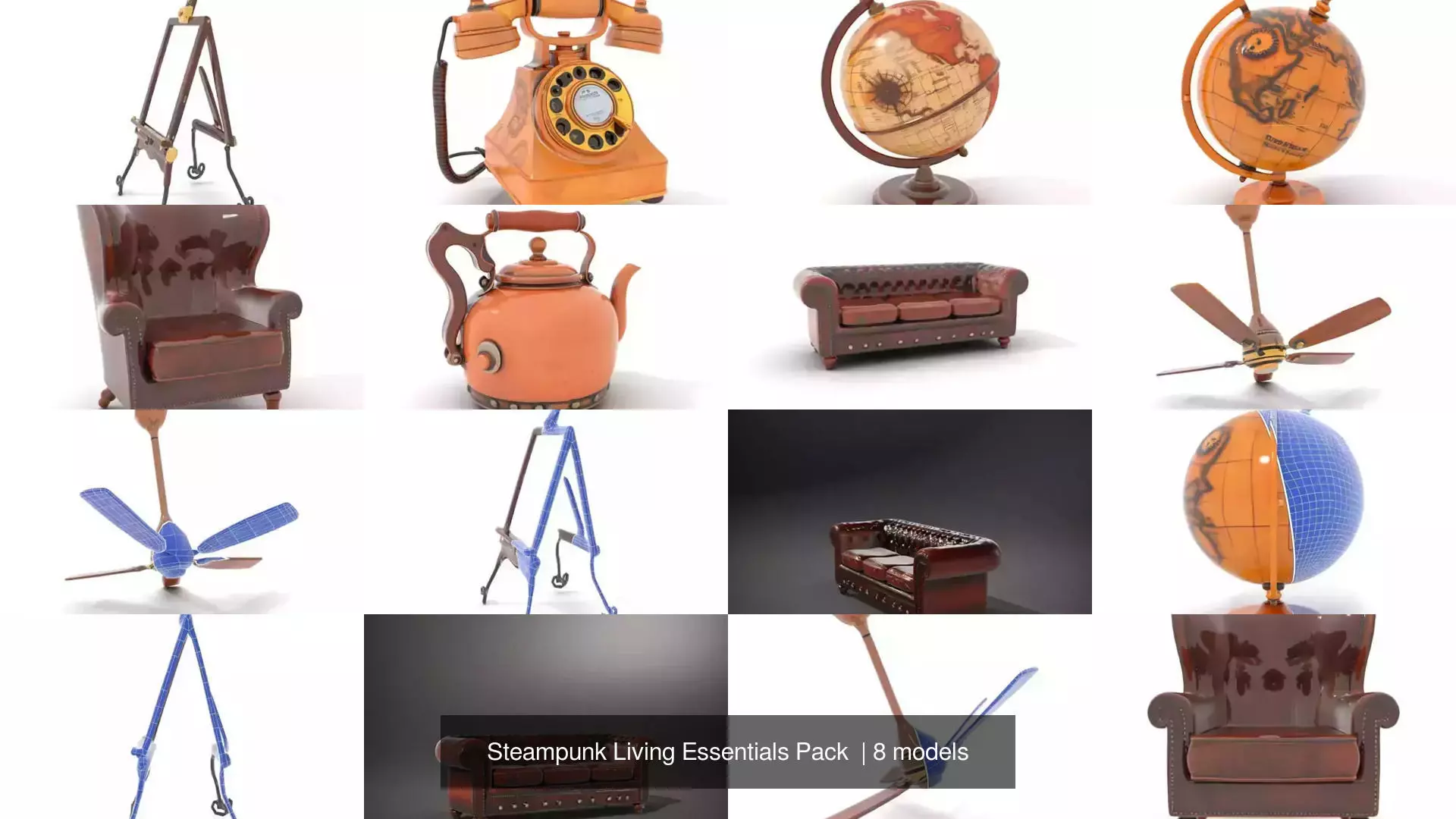 Steampunk Living Essentials Pack  3D Model Collection_0