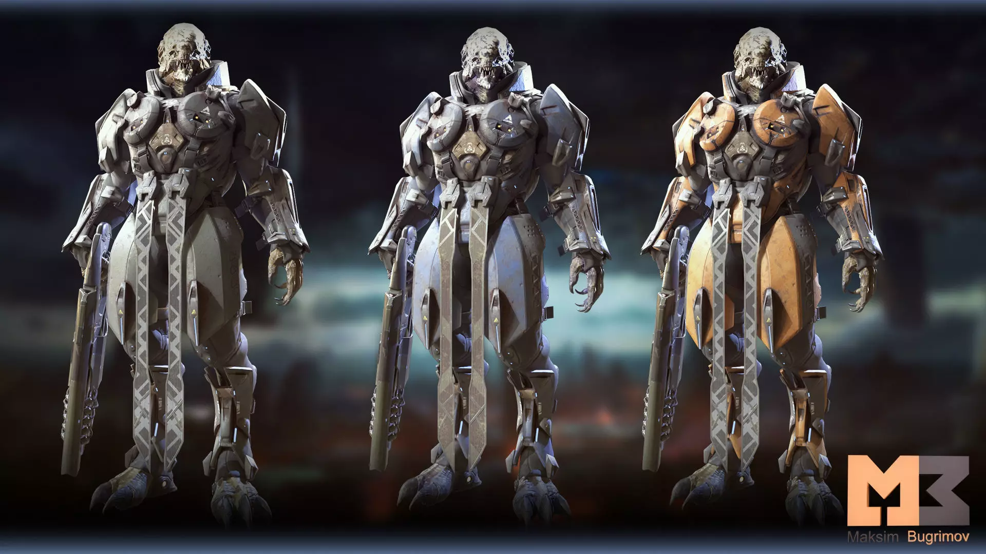 Alien Warrior 01 Low-poly 3D model_6