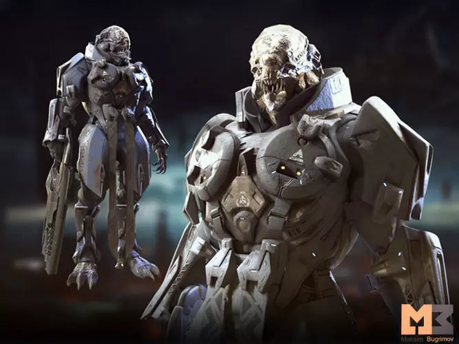 Alien Warrior 01 Low-poly 3D model_0