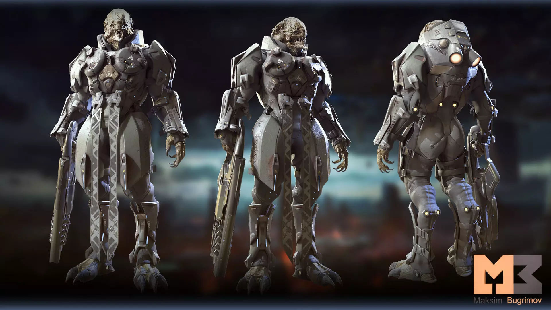 Alien Warrior 01 Low-poly 3D model_5