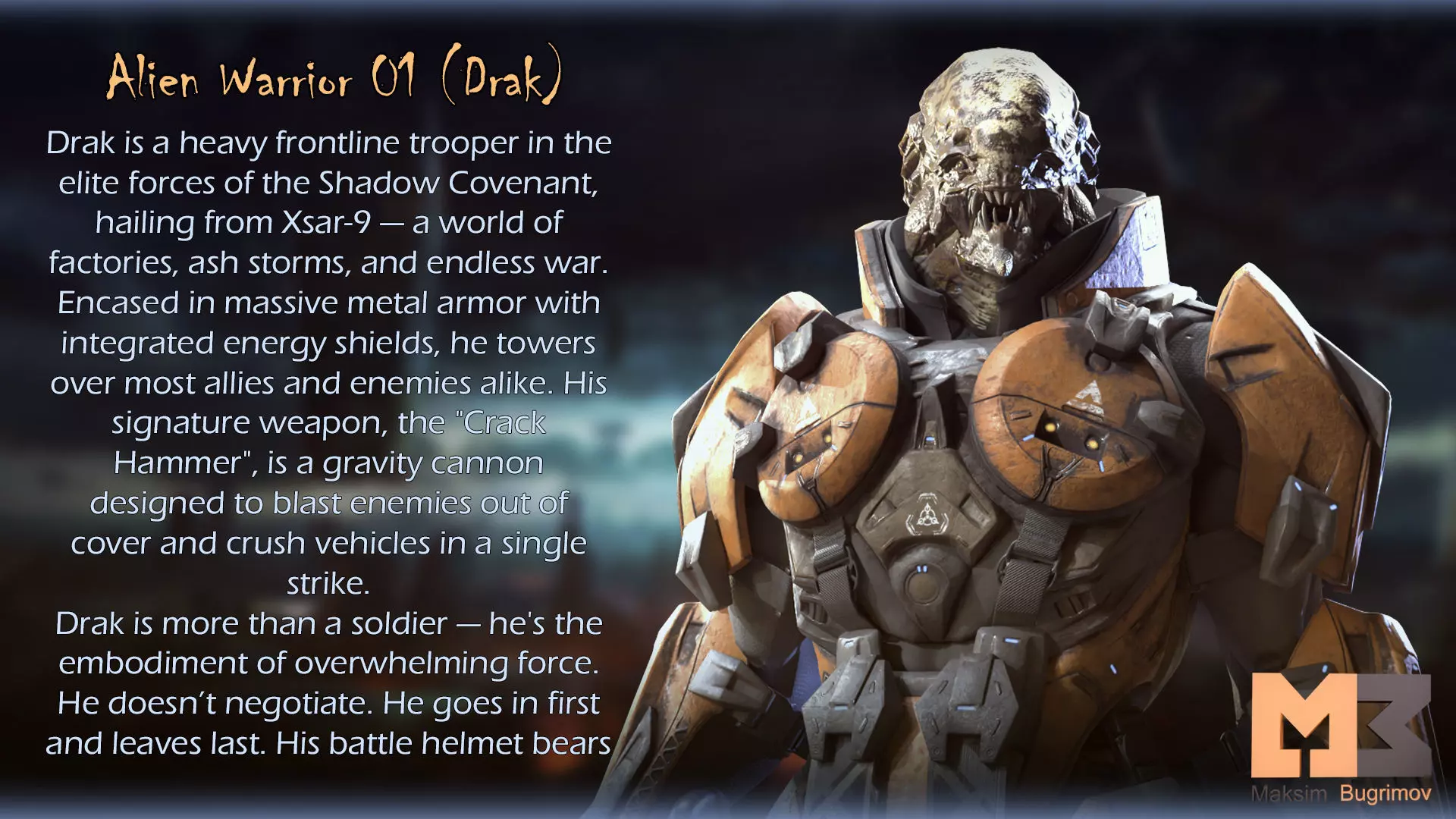 Alien Warrior 01 Low-poly 3D model_4