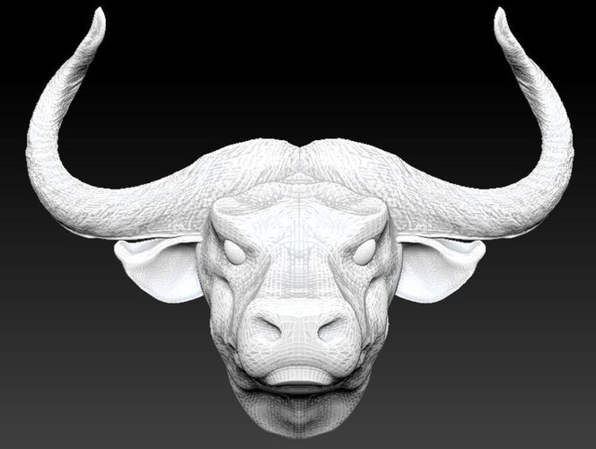 horned bull head 3D print model