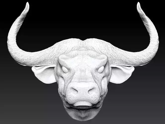 horned bull head 3D print model