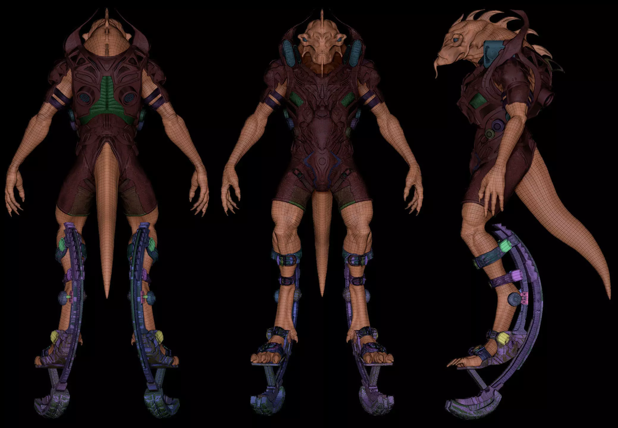 Alien 3D Creature for games and vfx Low-poly 3D model_4