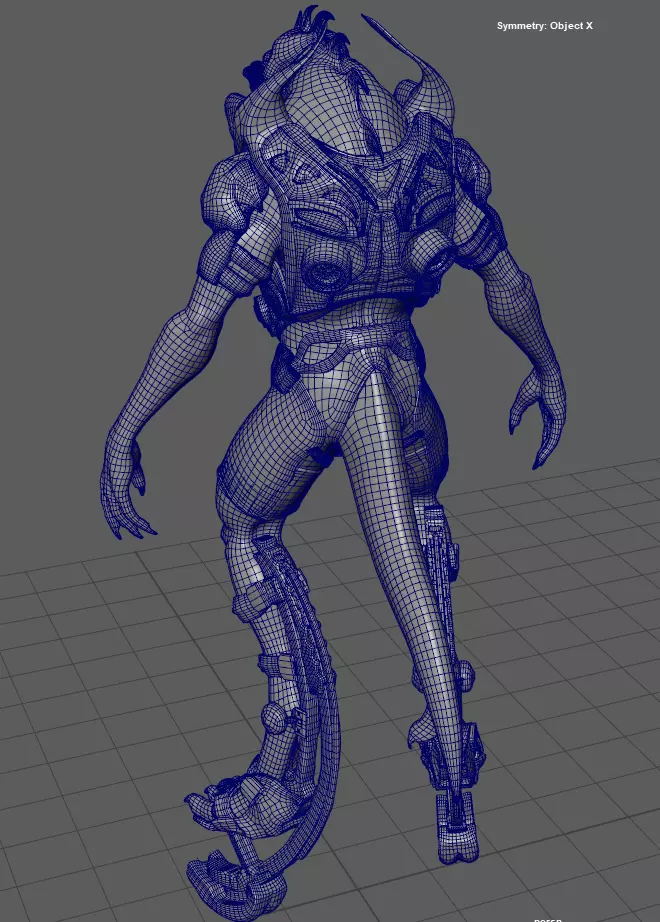 Alien 3D Creature for games and vfx Low-poly 3D model_6