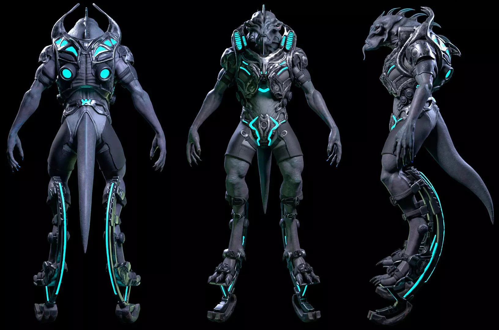 Alien 3D Creature for games and vfx Low-poly 3D model_2