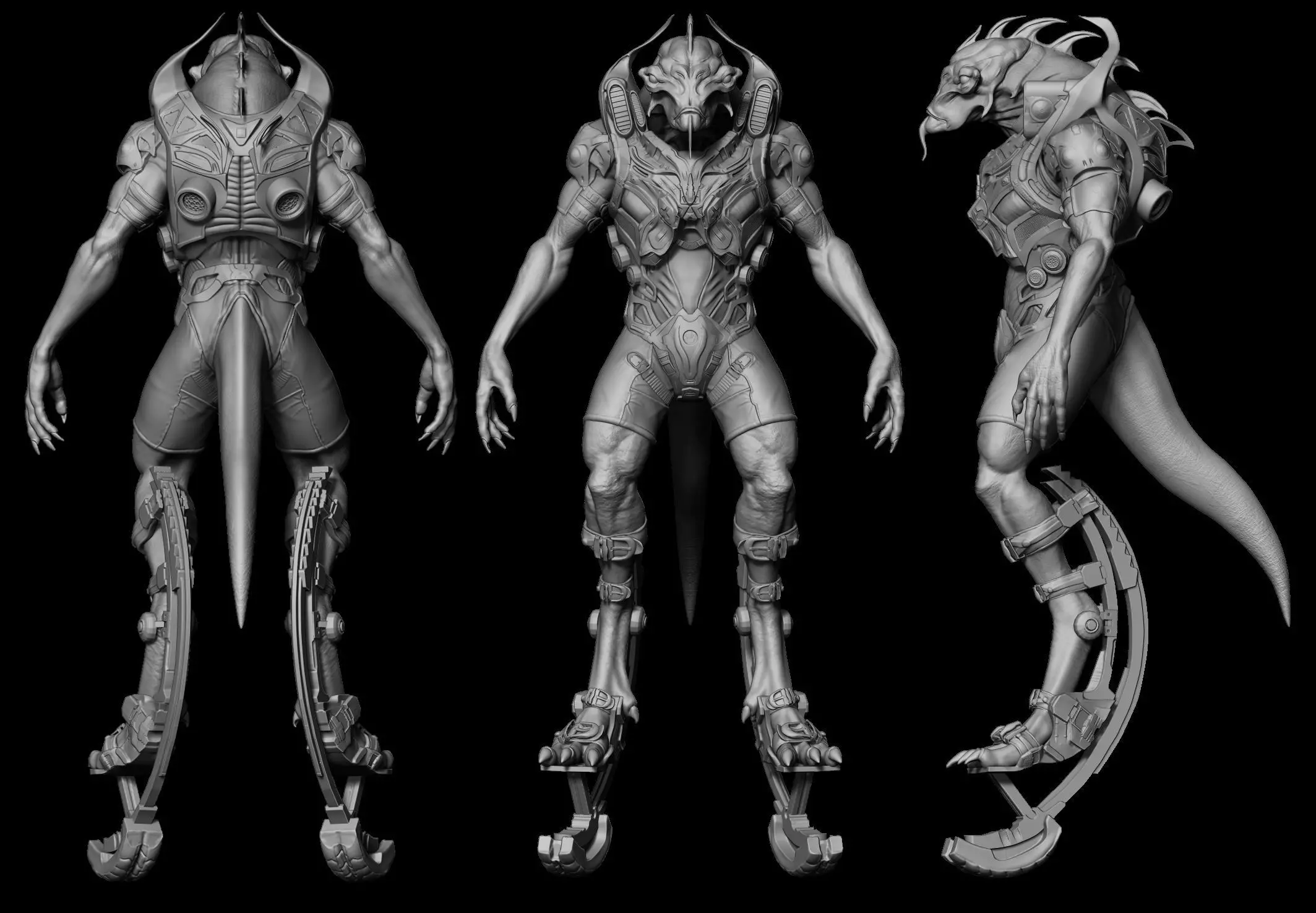Alien 3D Creature for games and vfx Low-poly 3D model_3