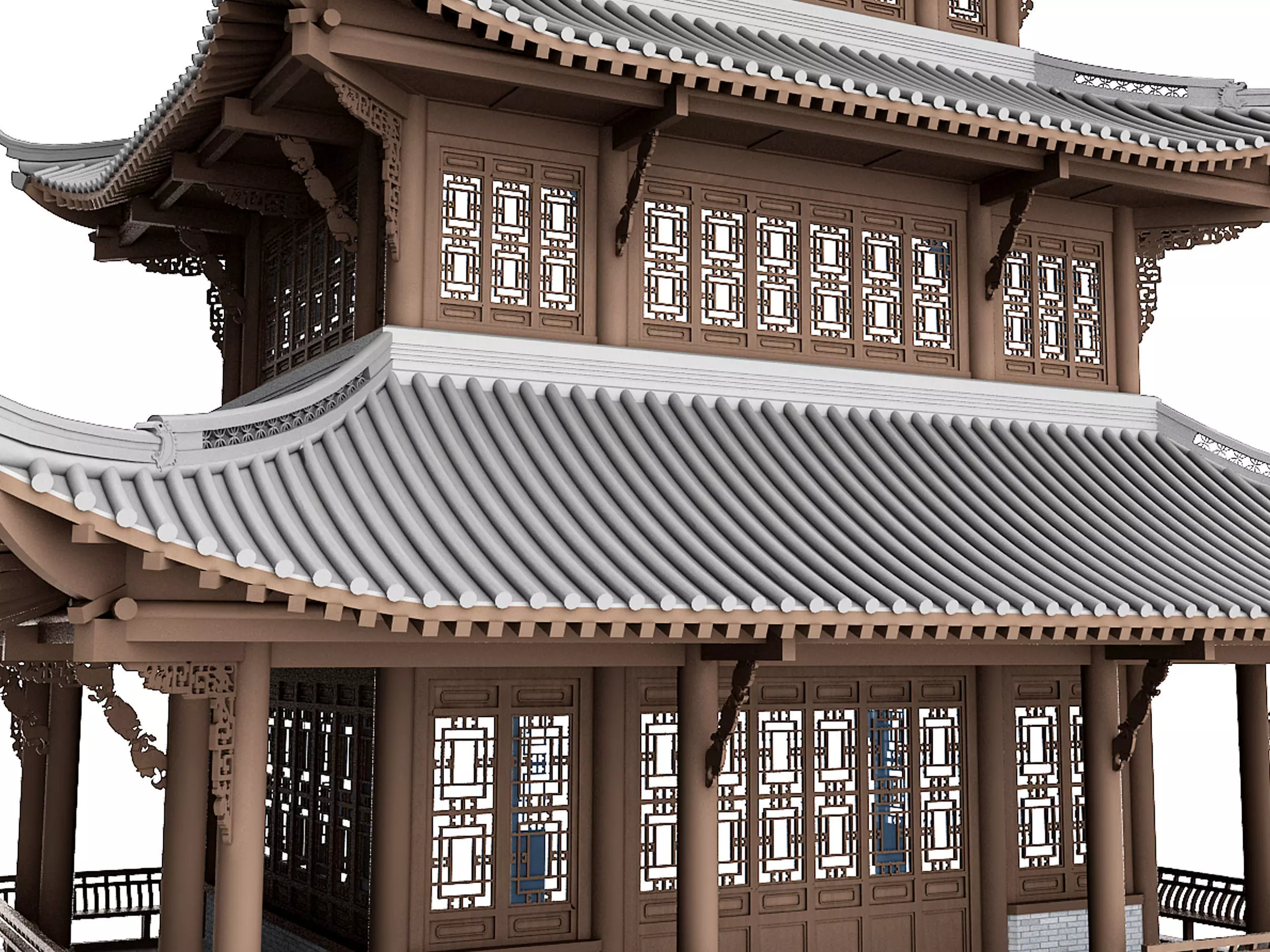 Chinese ancient architecture Low-poly 3D model_2