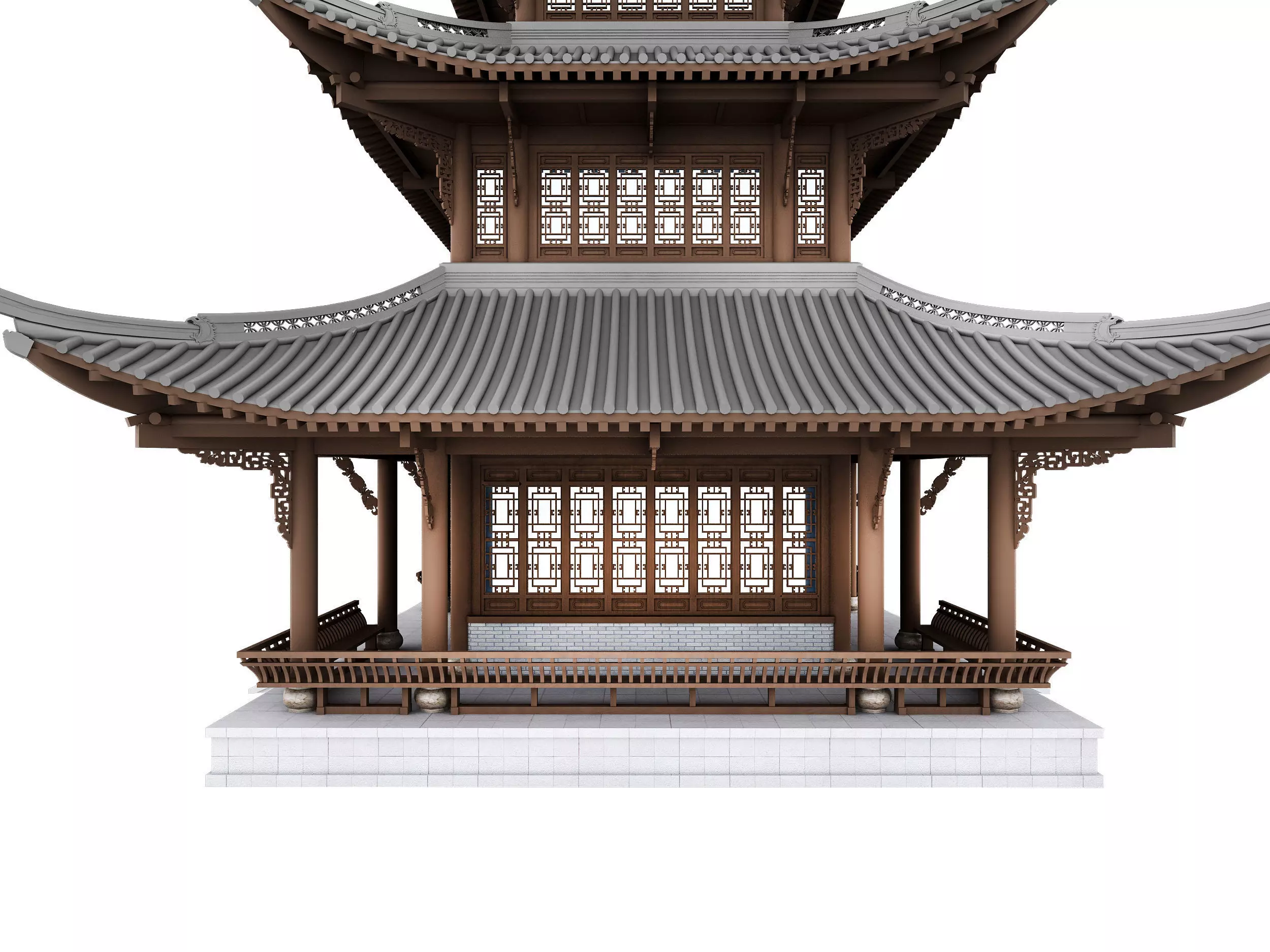 Chinese ancient architecture Low-poly 3D model_4