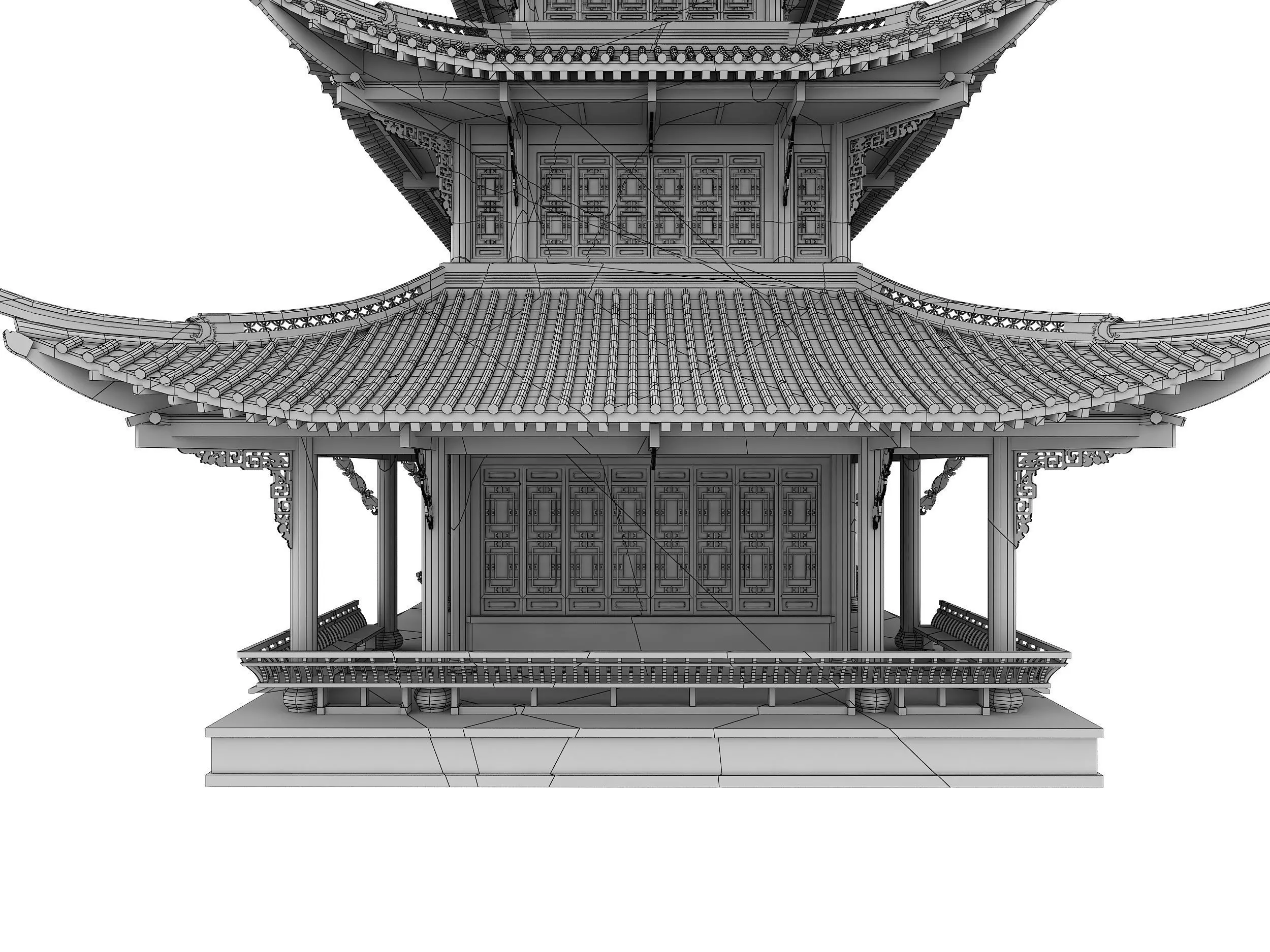 Chinese ancient architecture Low-poly 3D model_10