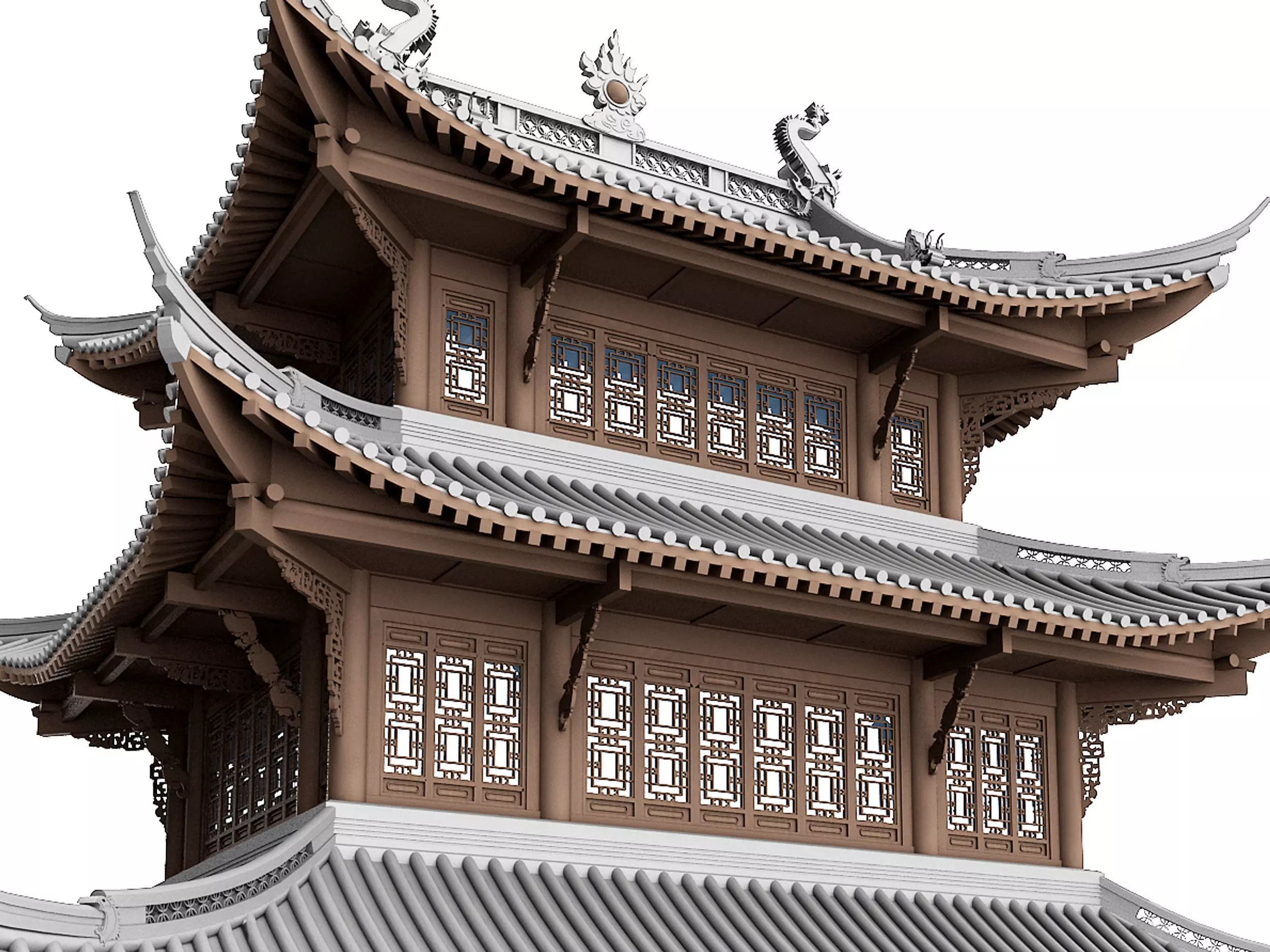 Chinese ancient architecture Low-poly 3D model_5