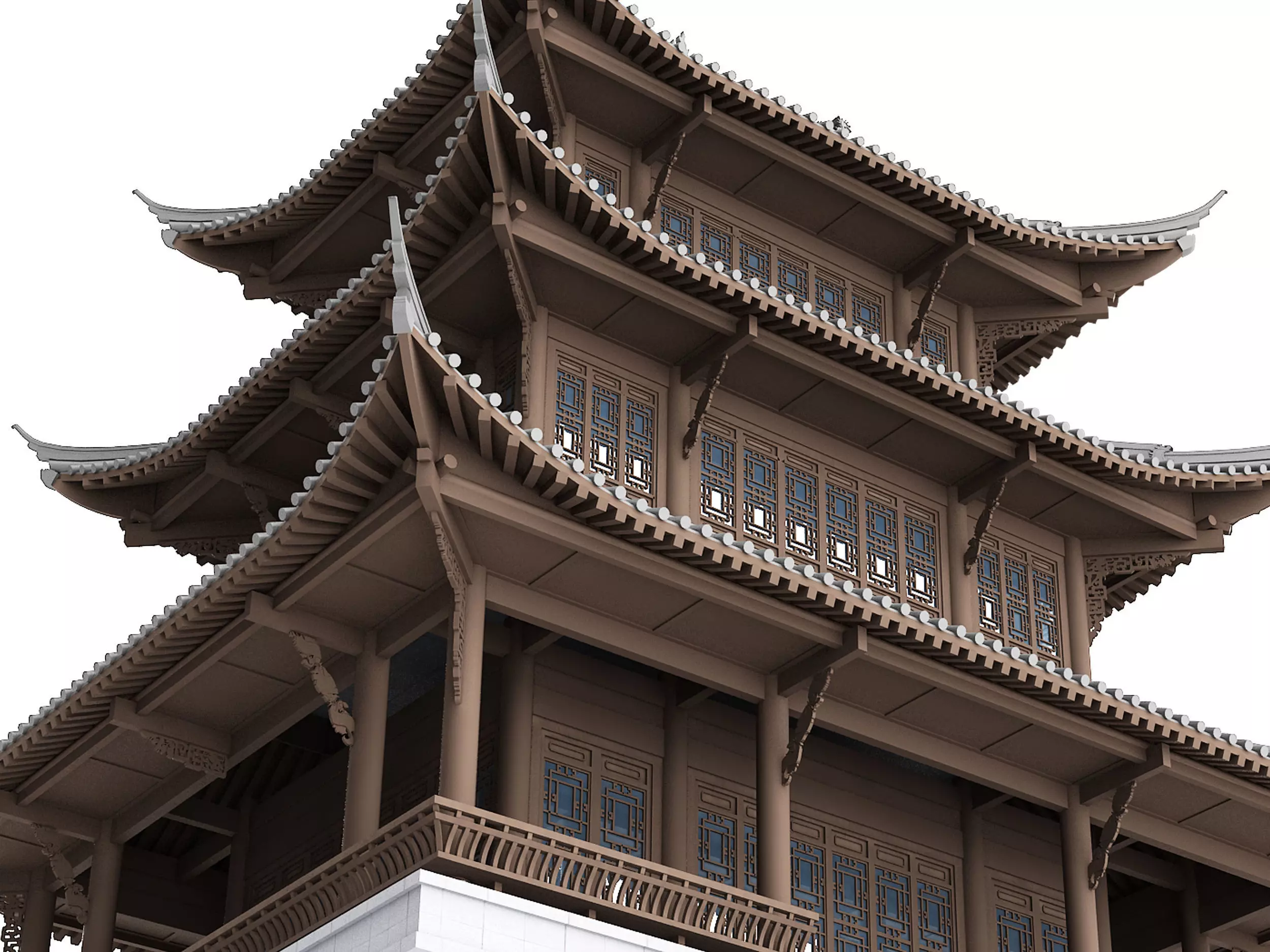 Chinese ancient architecture Low-poly 3D model_1