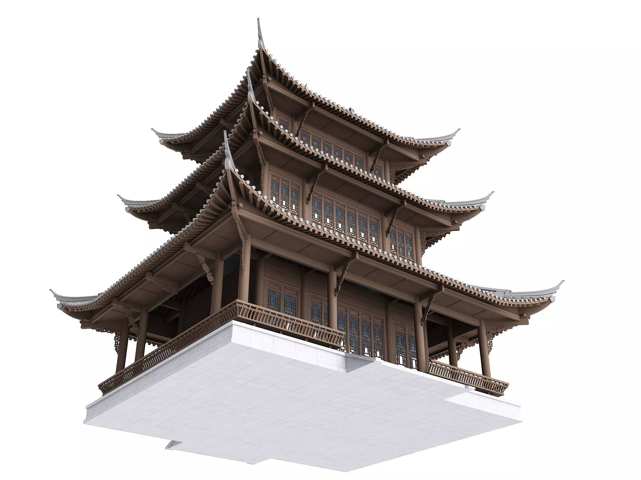 Chinese ancient architecture Low-poly 3D model_9