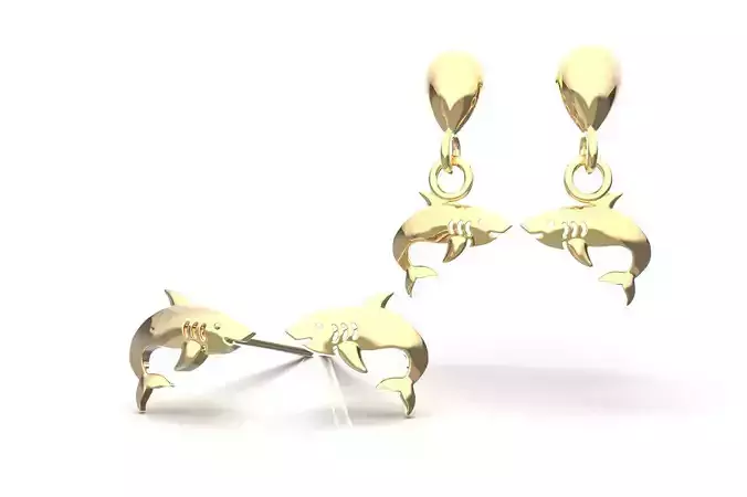 Oceanic Animal Stud and Dangling Earring Pack - Shark