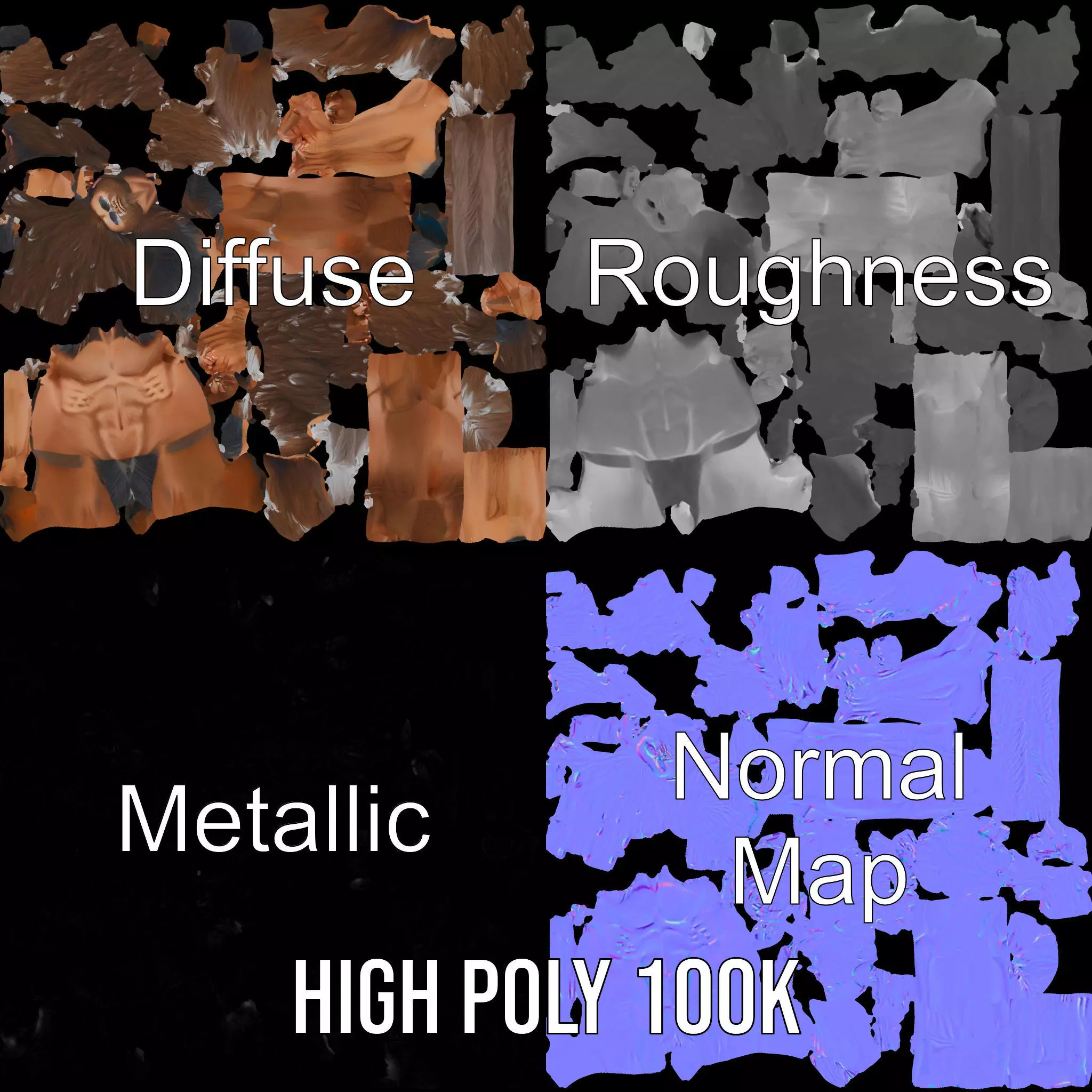 Ferocious Beast Warrior model pack Low-poly 3D model_3