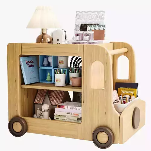 Children car with toys and books