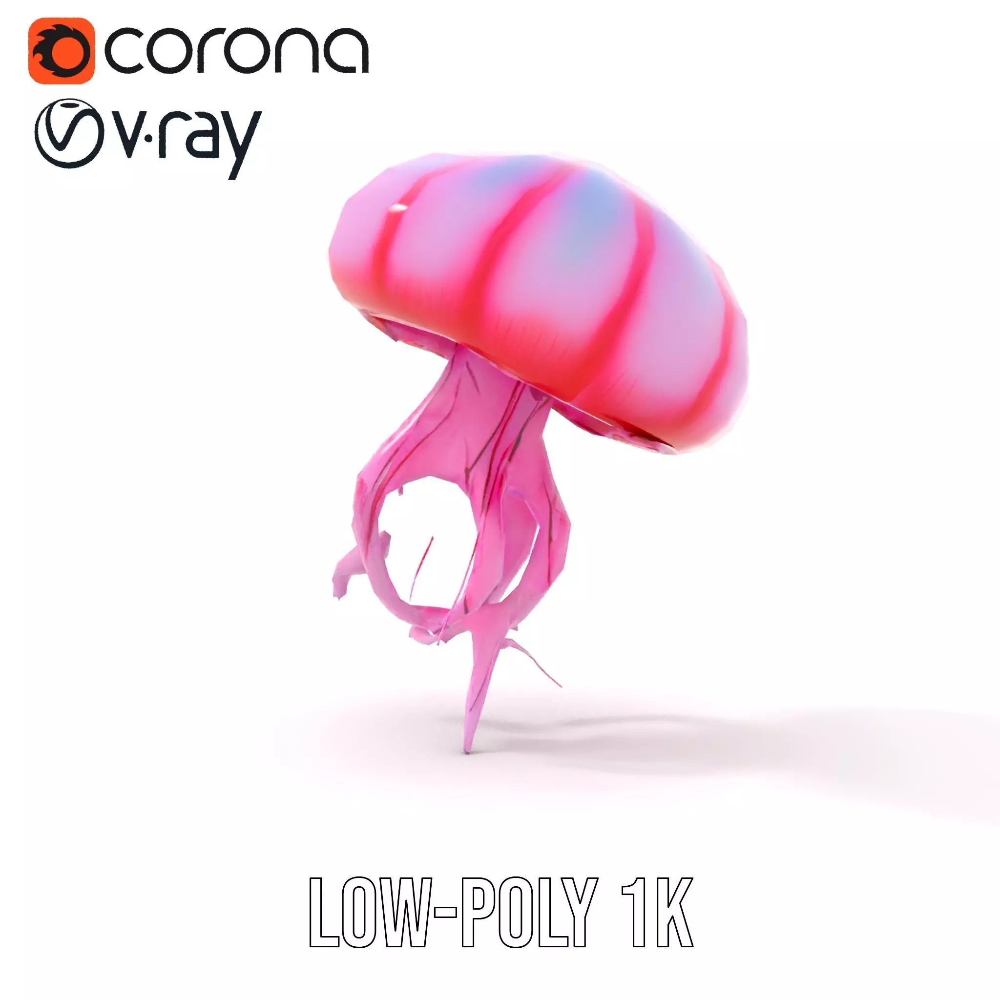 Vibrant Jellyfish model pack Low-poly 3D model_9