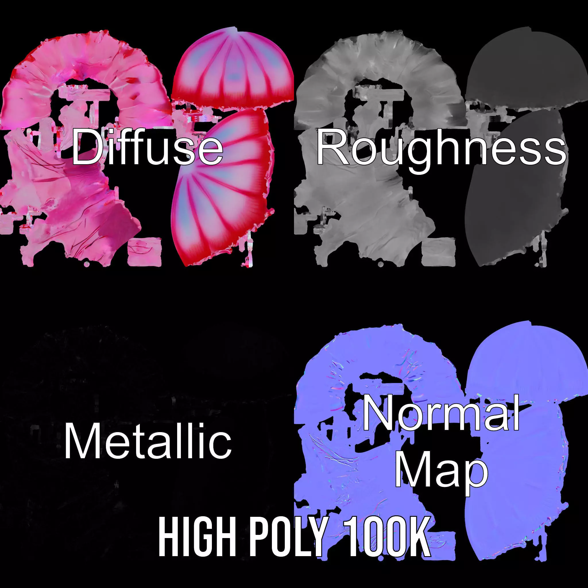 Vibrant Jellyfish model pack Low-poly 3D model_3