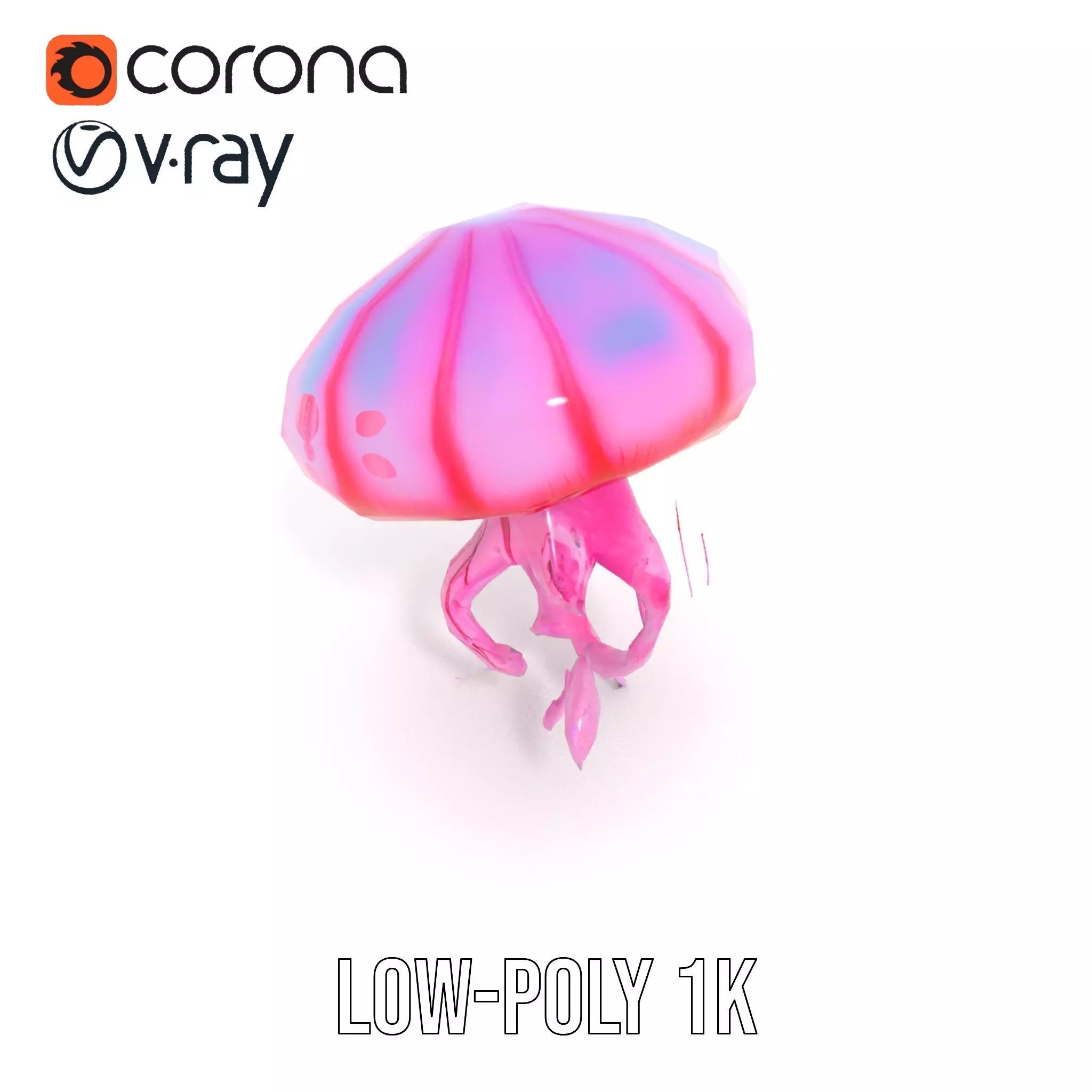 Vibrant Jellyfish model pack Low-poly 3D model_7