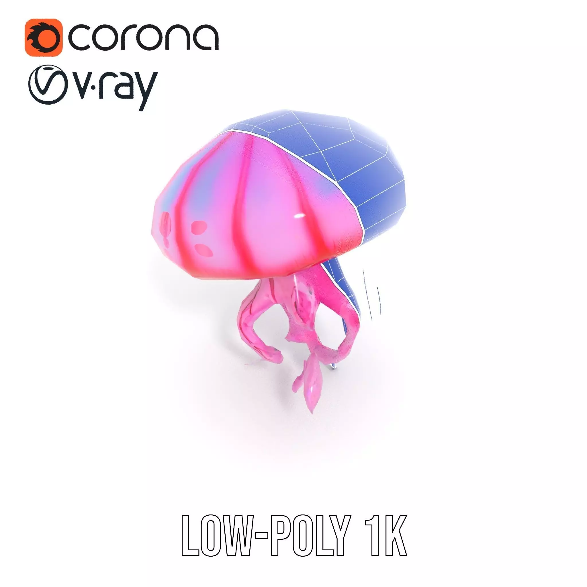 Vibrant Jellyfish model pack Low-poly 3D model_27