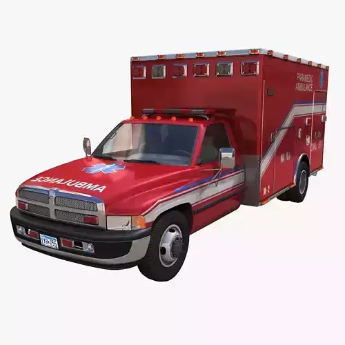 Dodge Ram Paramedic 911 Ambulance  Low-poly 3D model