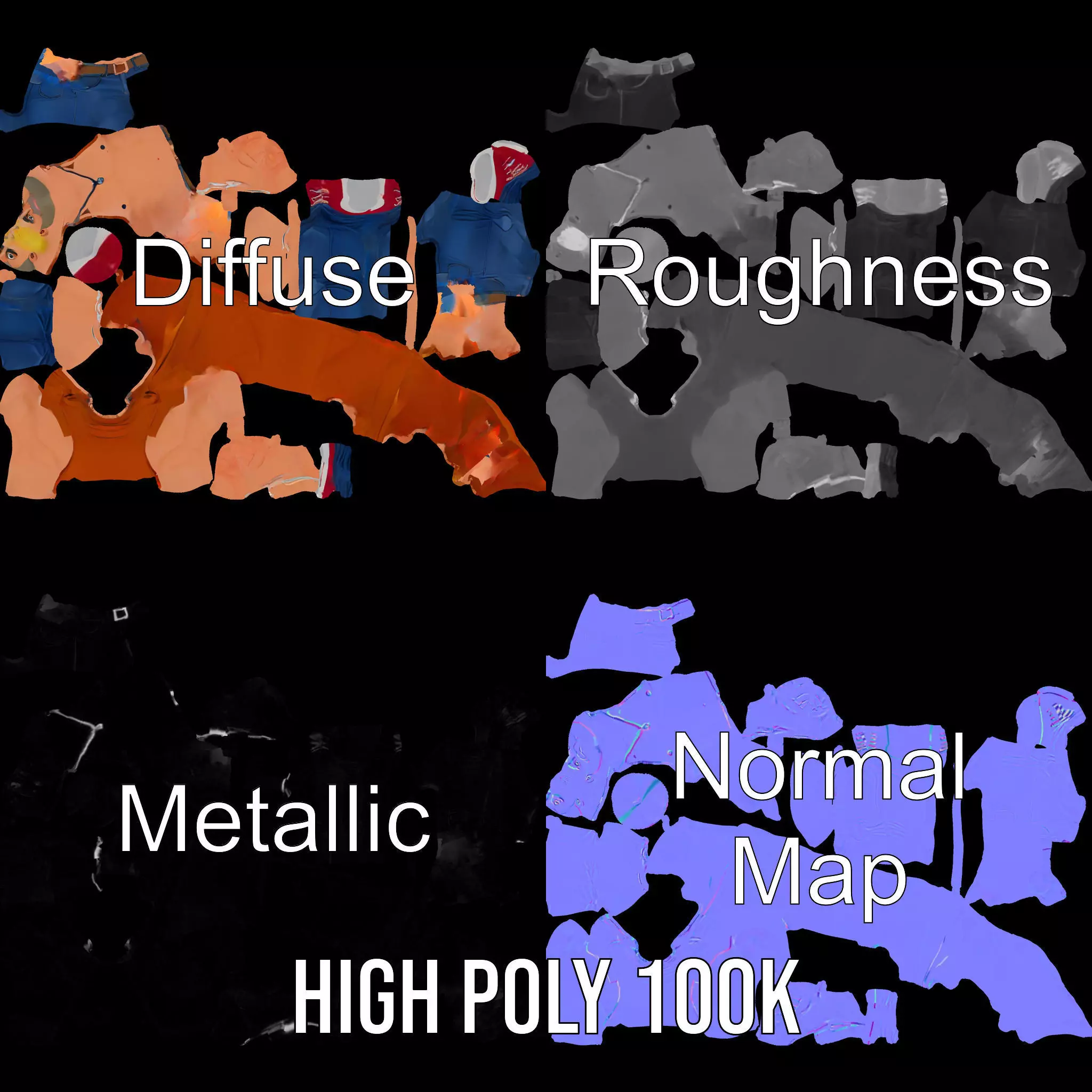 Stylish Muscle Character model pack Low-poly 3D model_3