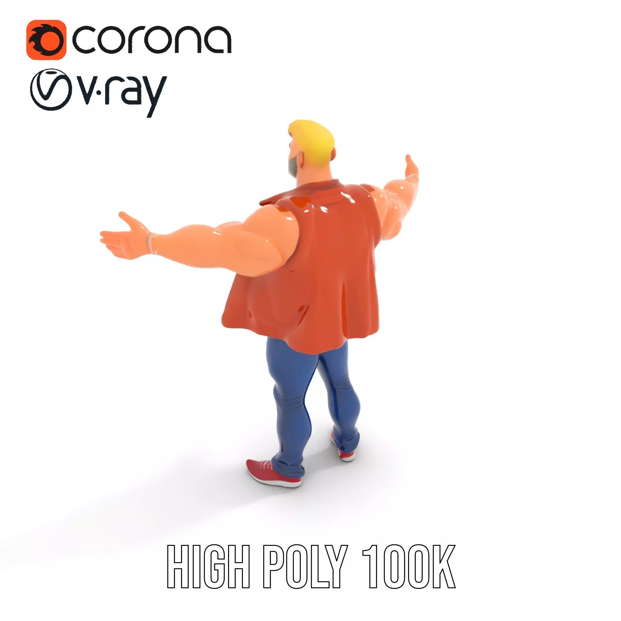 Stylish Muscle Character model pack Low-poly 3D model_15