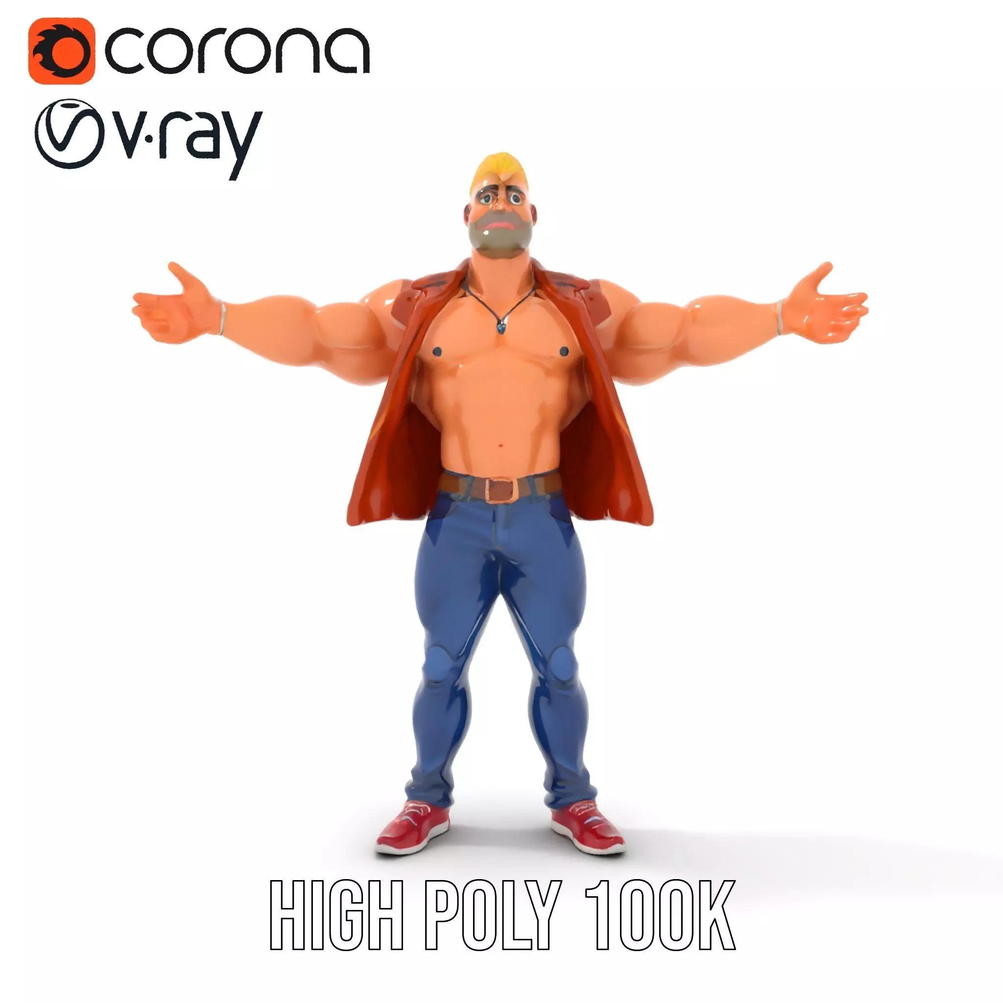 Stylish Muscle Character model pack Low-poly 3D model_29