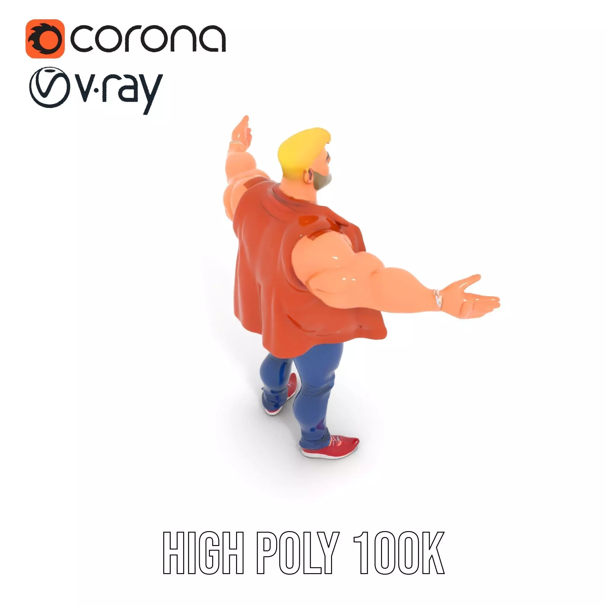 Stylish Muscle Character model pack Low-poly 3D model_32