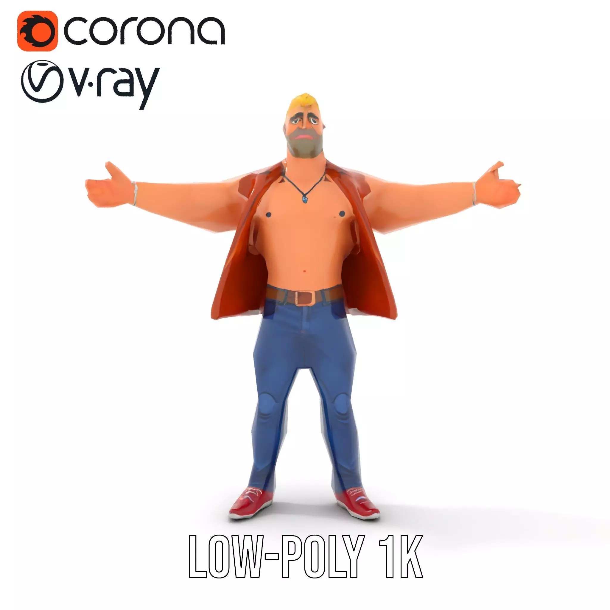 Stylish Muscle Character model pack Low-poly 3D model_14
