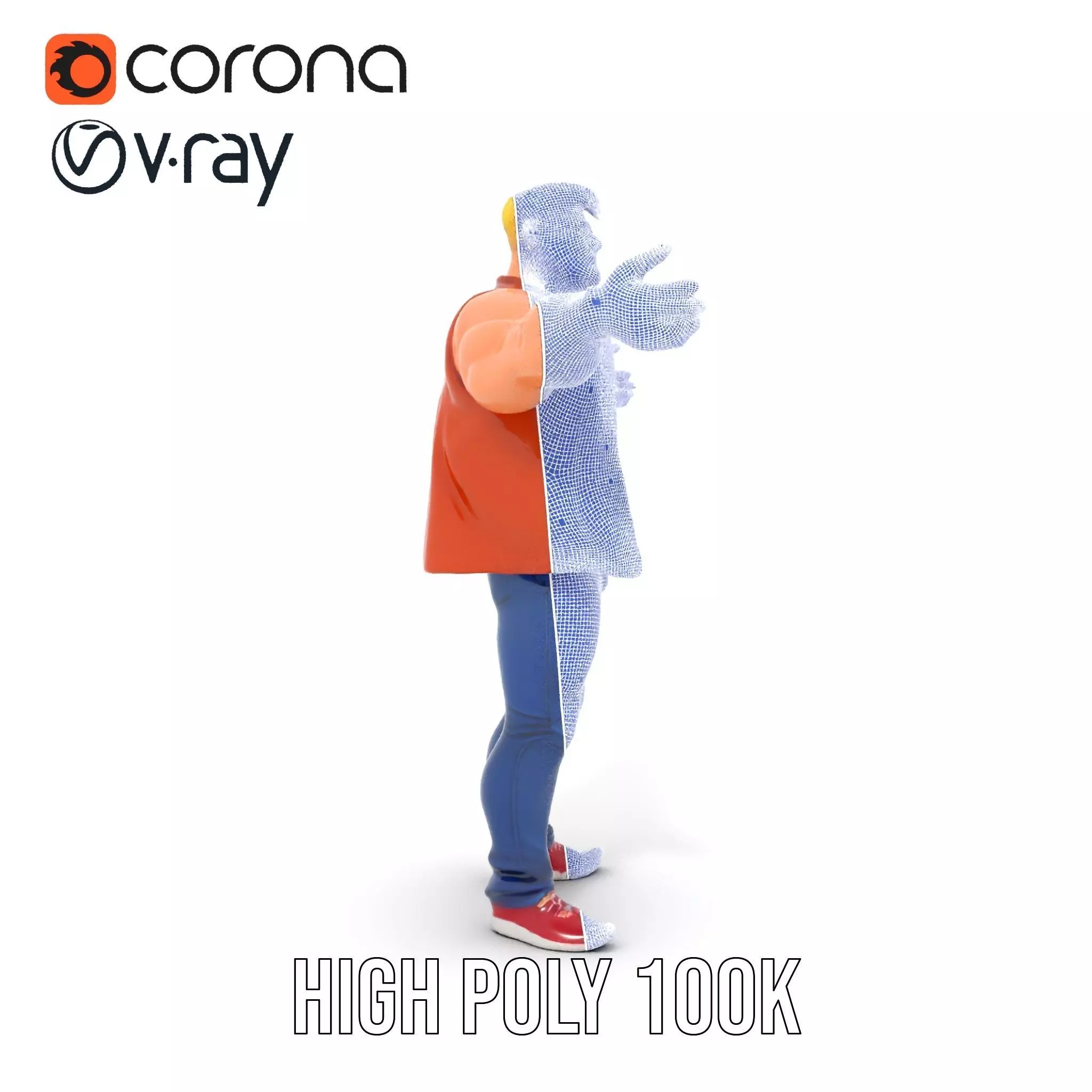 Stylish Muscle Character model pack Low-poly 3D model_33