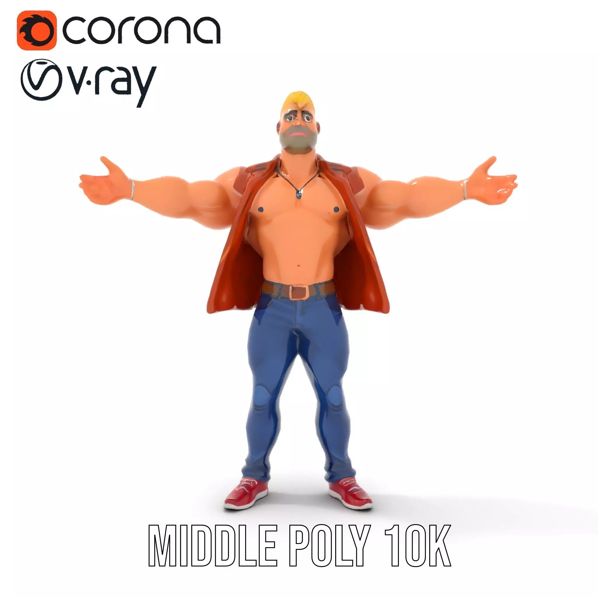 Stylish Muscle Character model pack Low-poly 3D model_6