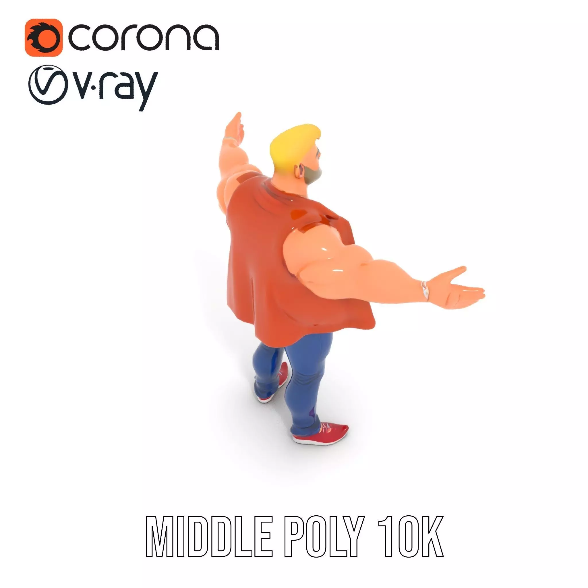 Stylish Muscle Character model pack Low-poly 3D model_13