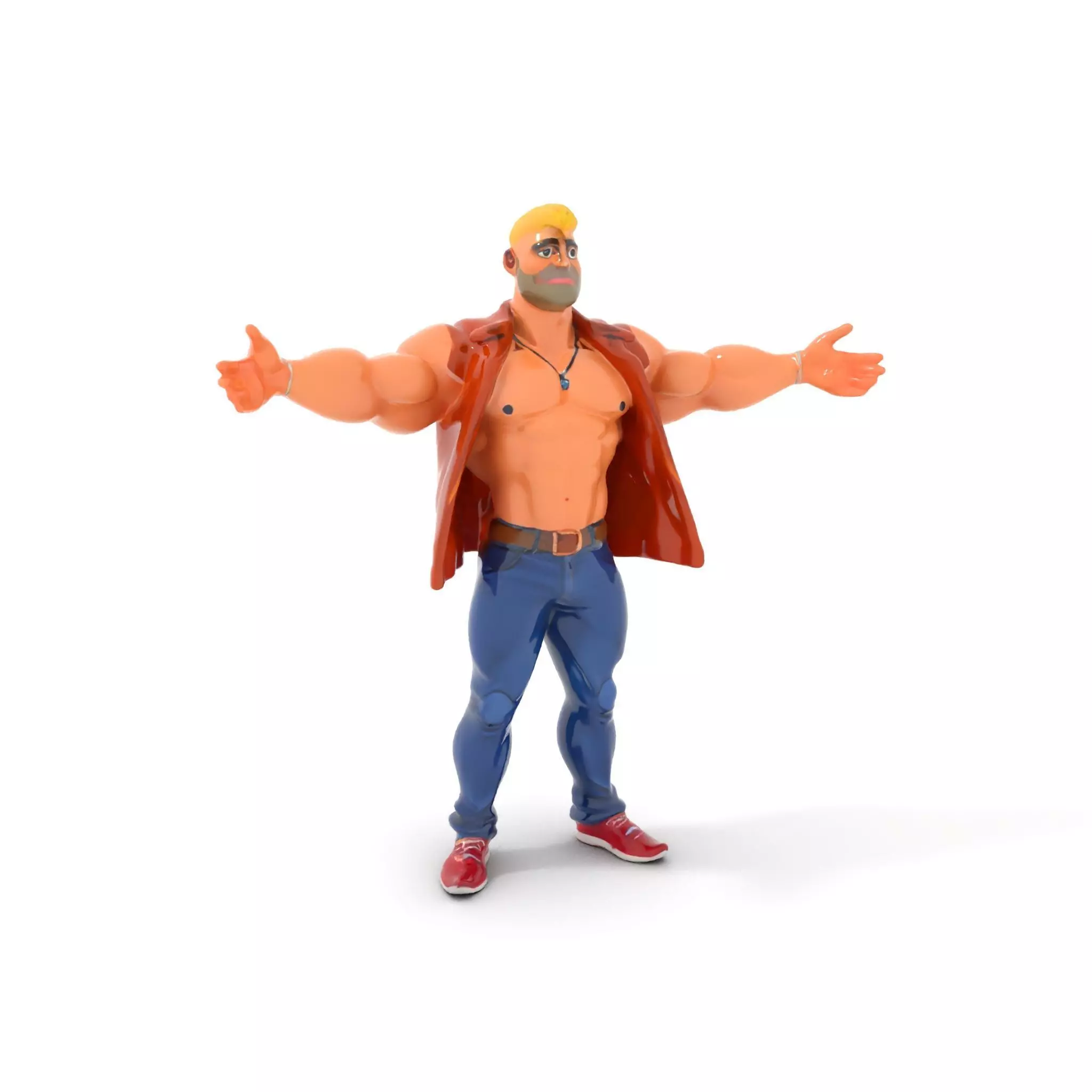 Stylish Muscle Character model pack Low-poly 3D model_0