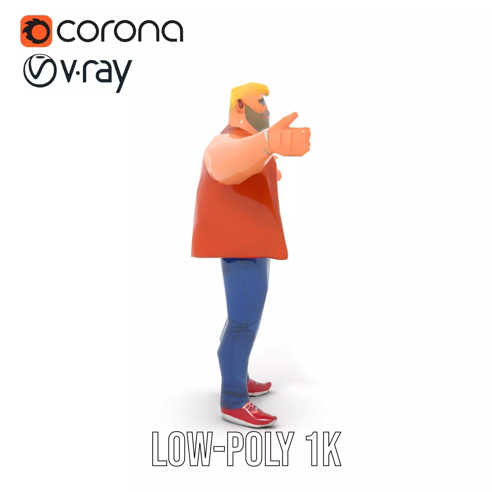 Stylish Muscle Character model pack Low-poly 3D model_9