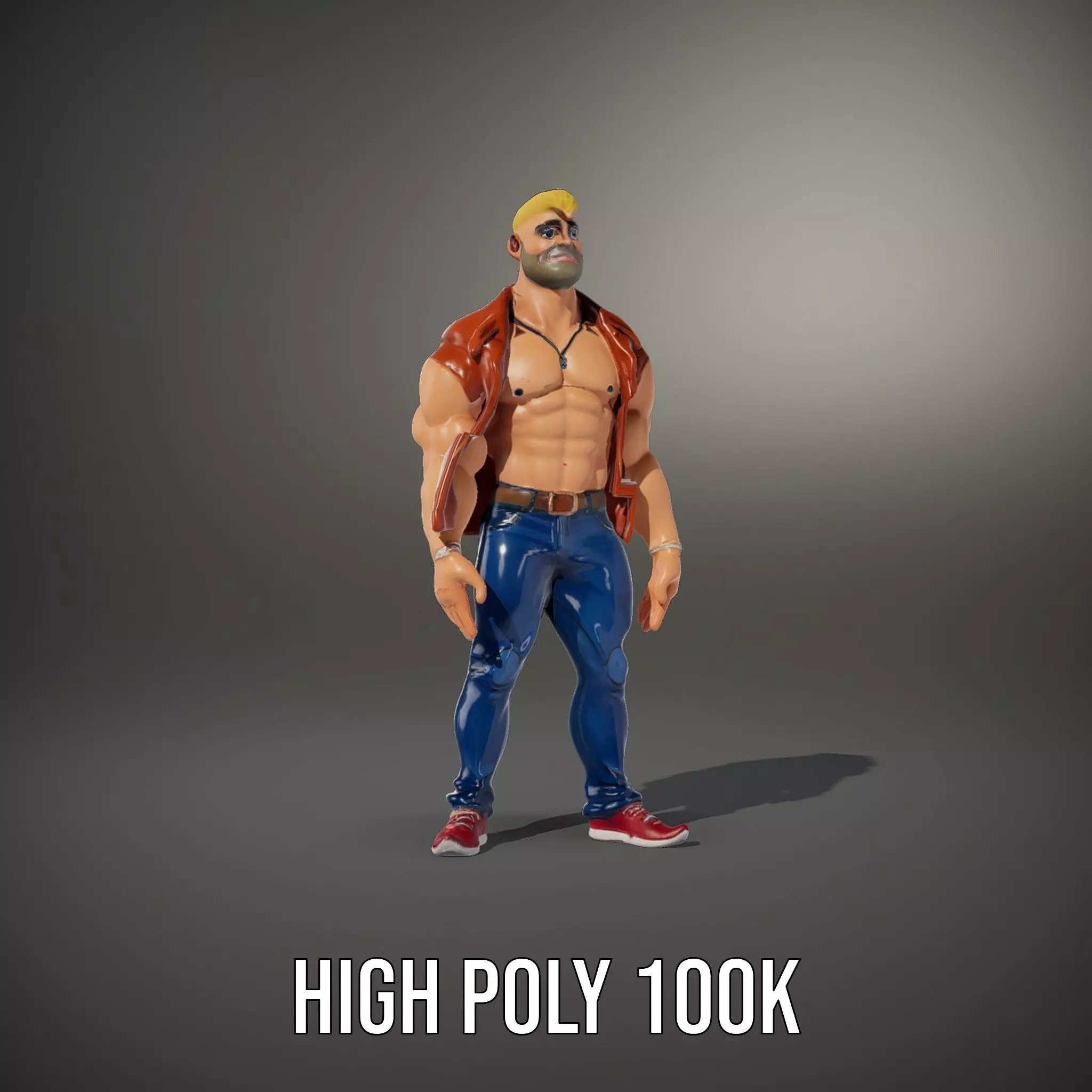 Stylish Muscle Character model pack Low-poly 3D model_10