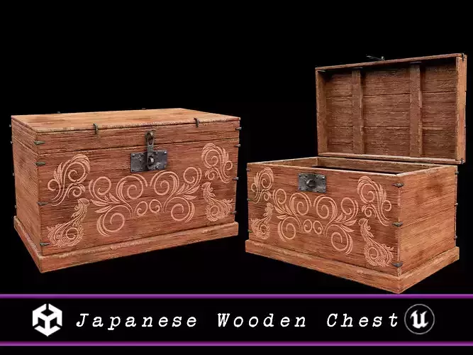 Vintage Japanese Wooden Chest