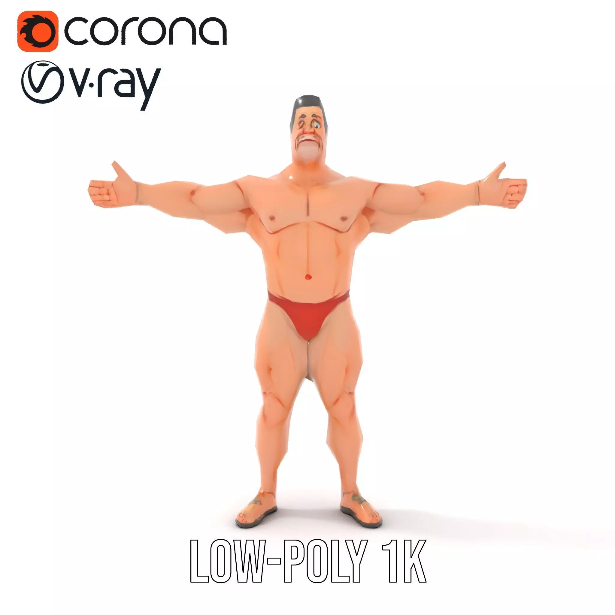 Muscular Hero Character model pack Low-poly 3D model_8