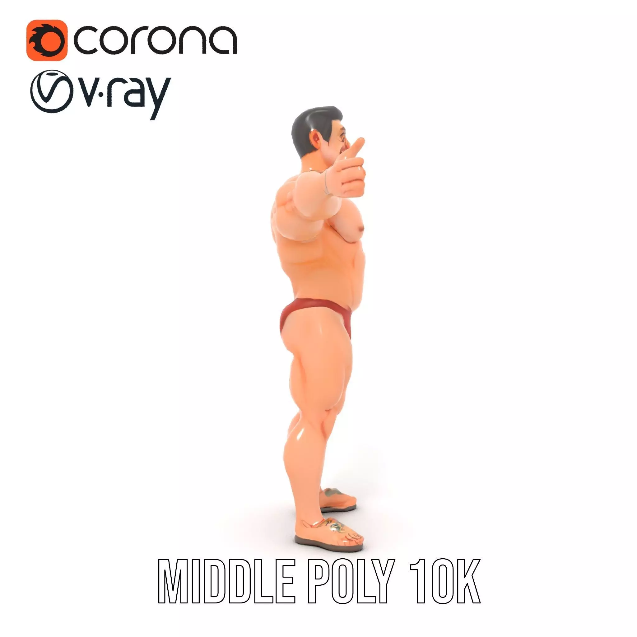 Muscular Hero Character model pack Low-poly 3D model_15