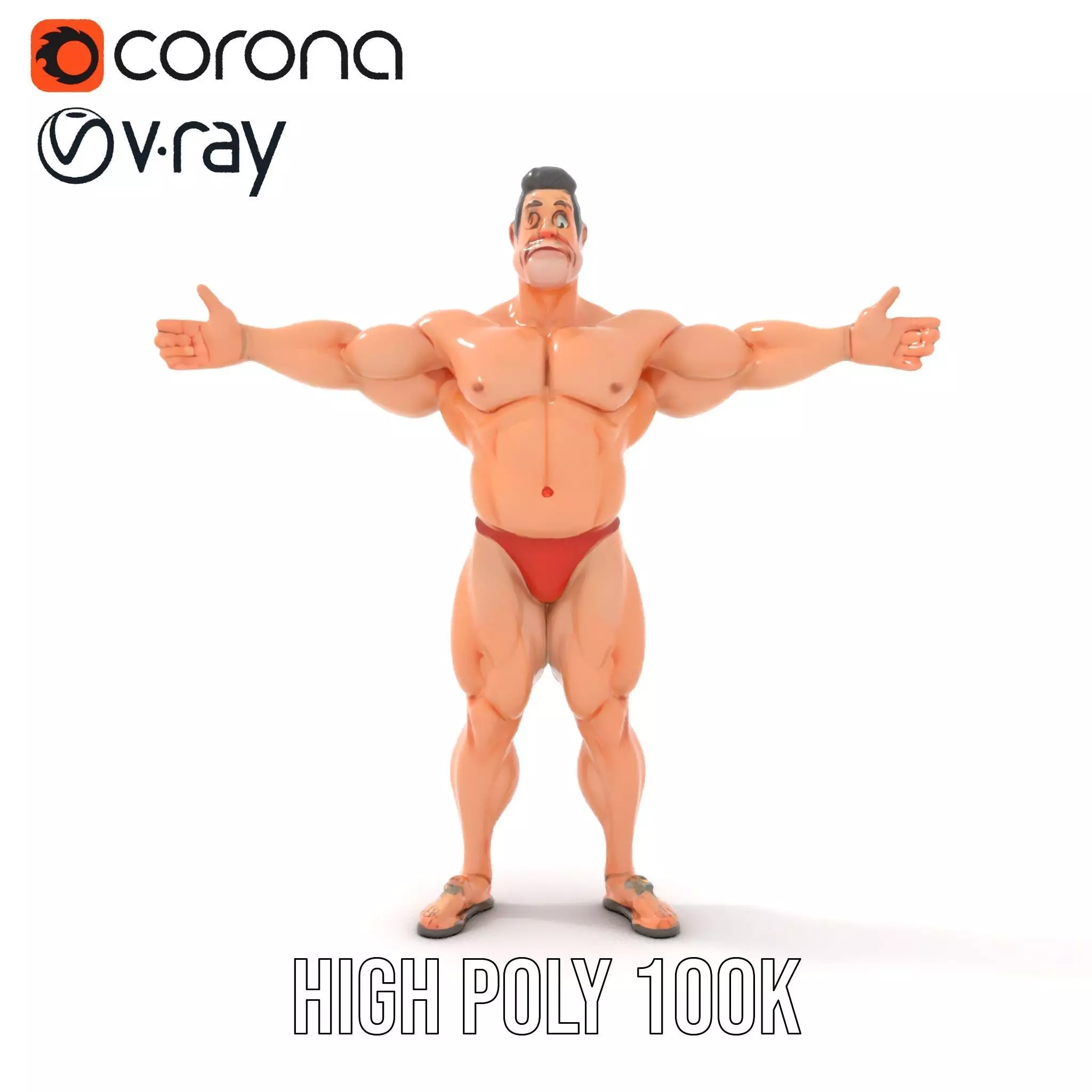 Muscular Hero Character model pack Low-poly 3D model_23